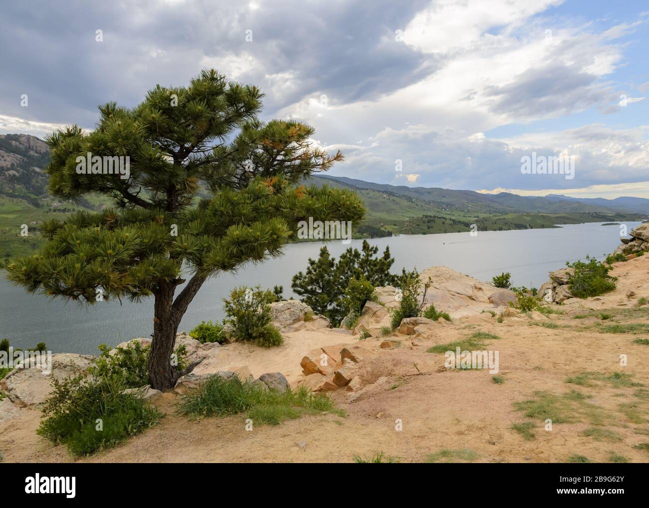 Pine ridge natural area and Horsetooth reservoir elevation 5400 feet Fort Collins Colorado USA Stock Photo