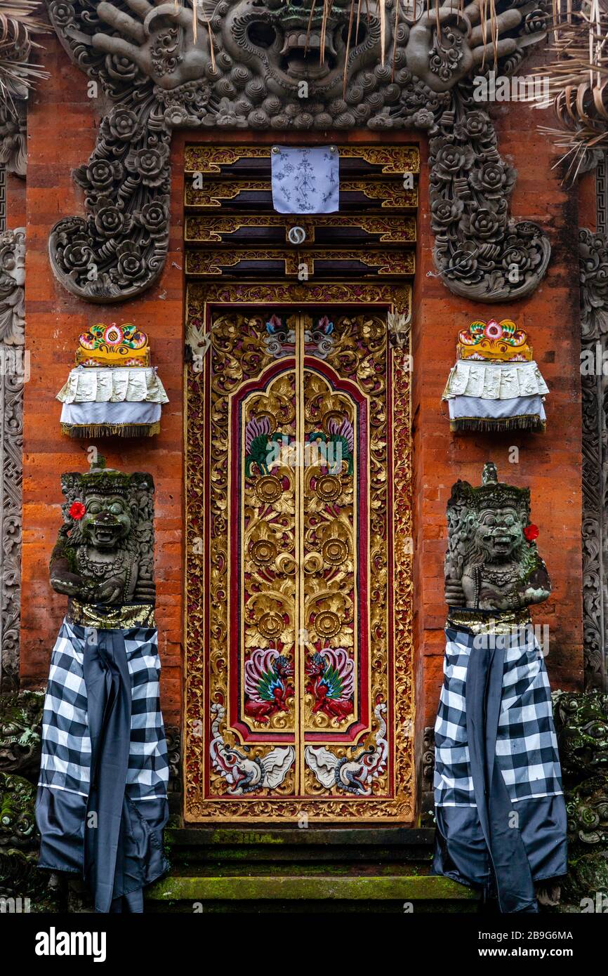 Colourful Temple Door, Ubud, Bali, Indonesia. Stock Photo