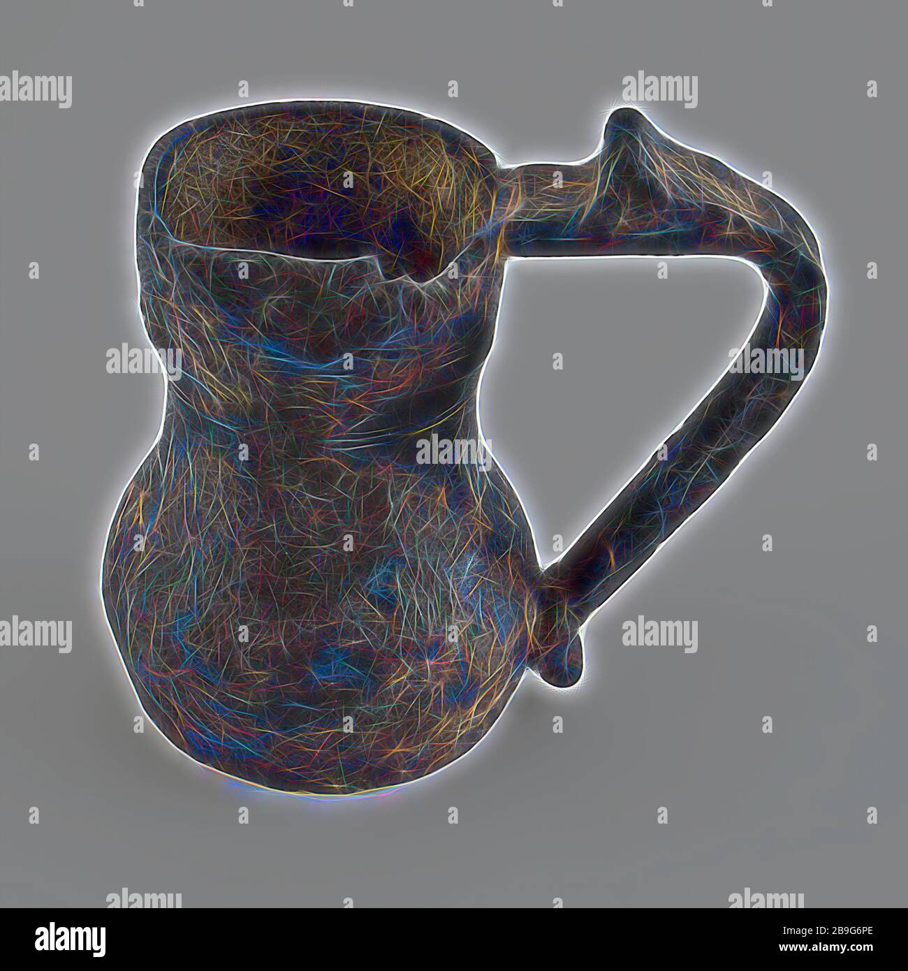 Small pewter jug with belly and ear, jug?, measuring cup? measuring