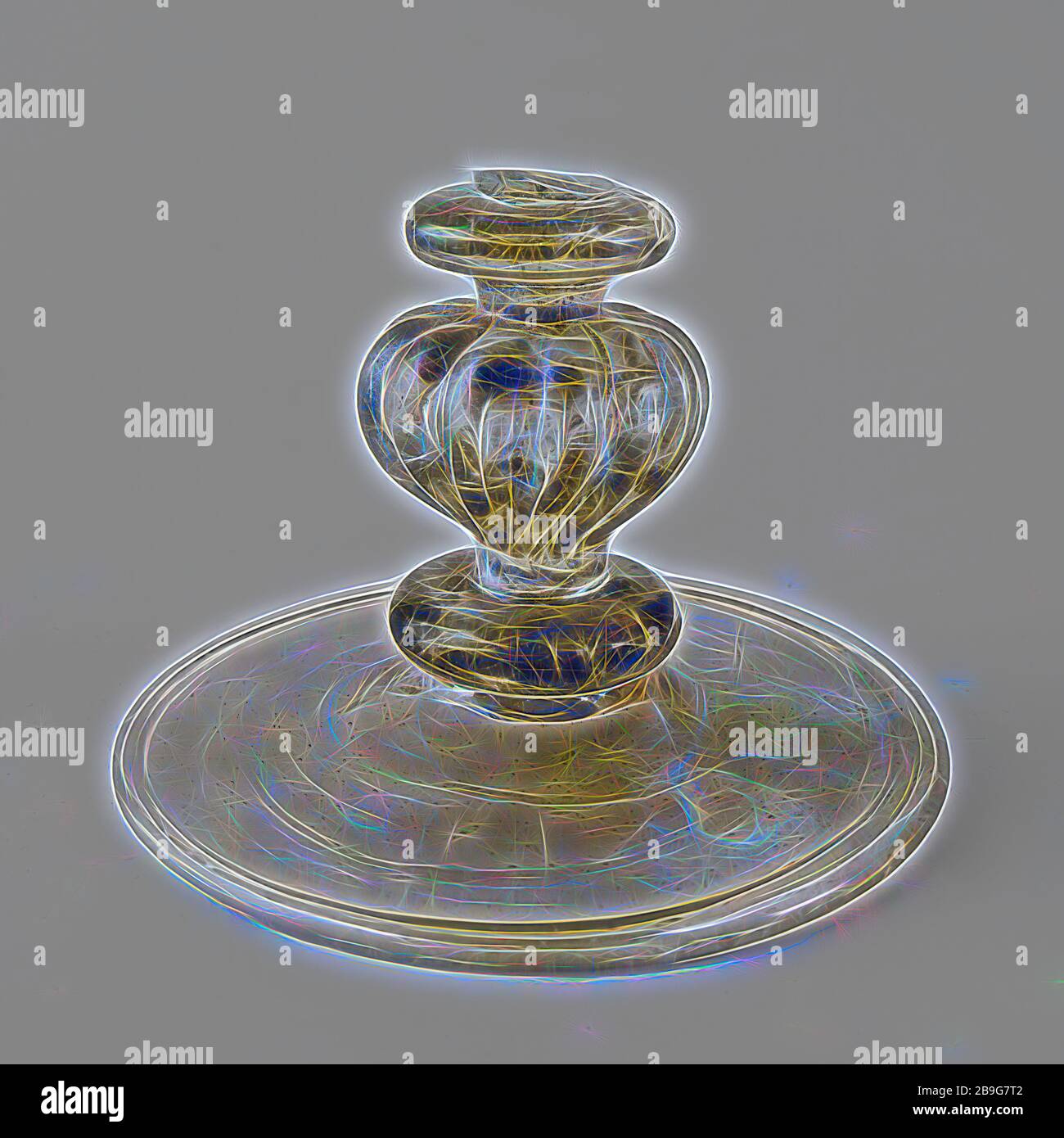 Fragment of drinking glass with ribbed node in the stem, pontilemark