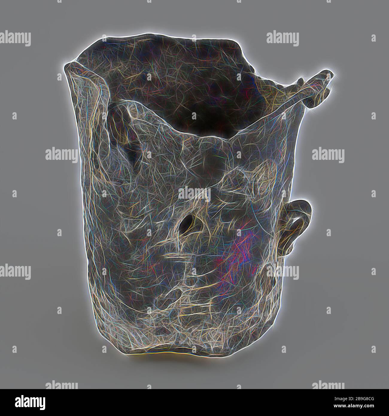 Metal cup with ear, protruding upper edge, lead or tin, cup holder soil