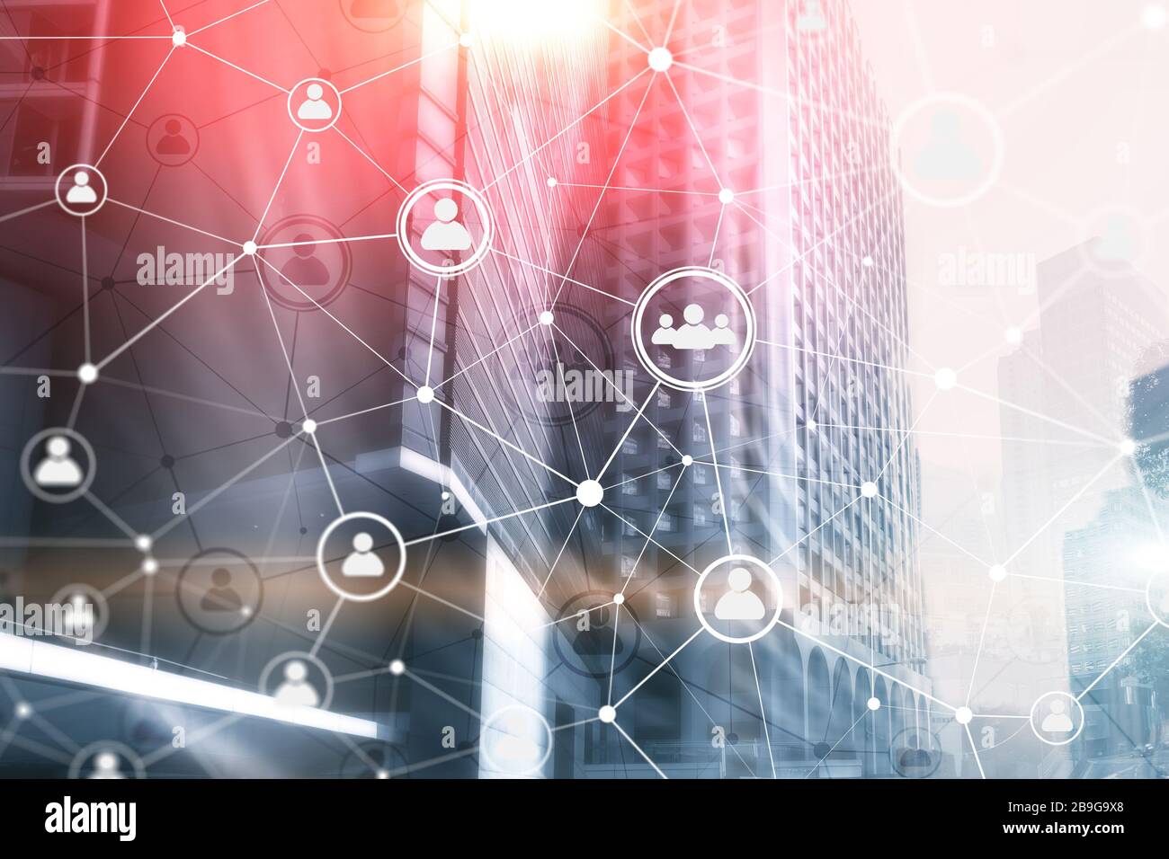 Smart city and social media people icons communication network on ...
