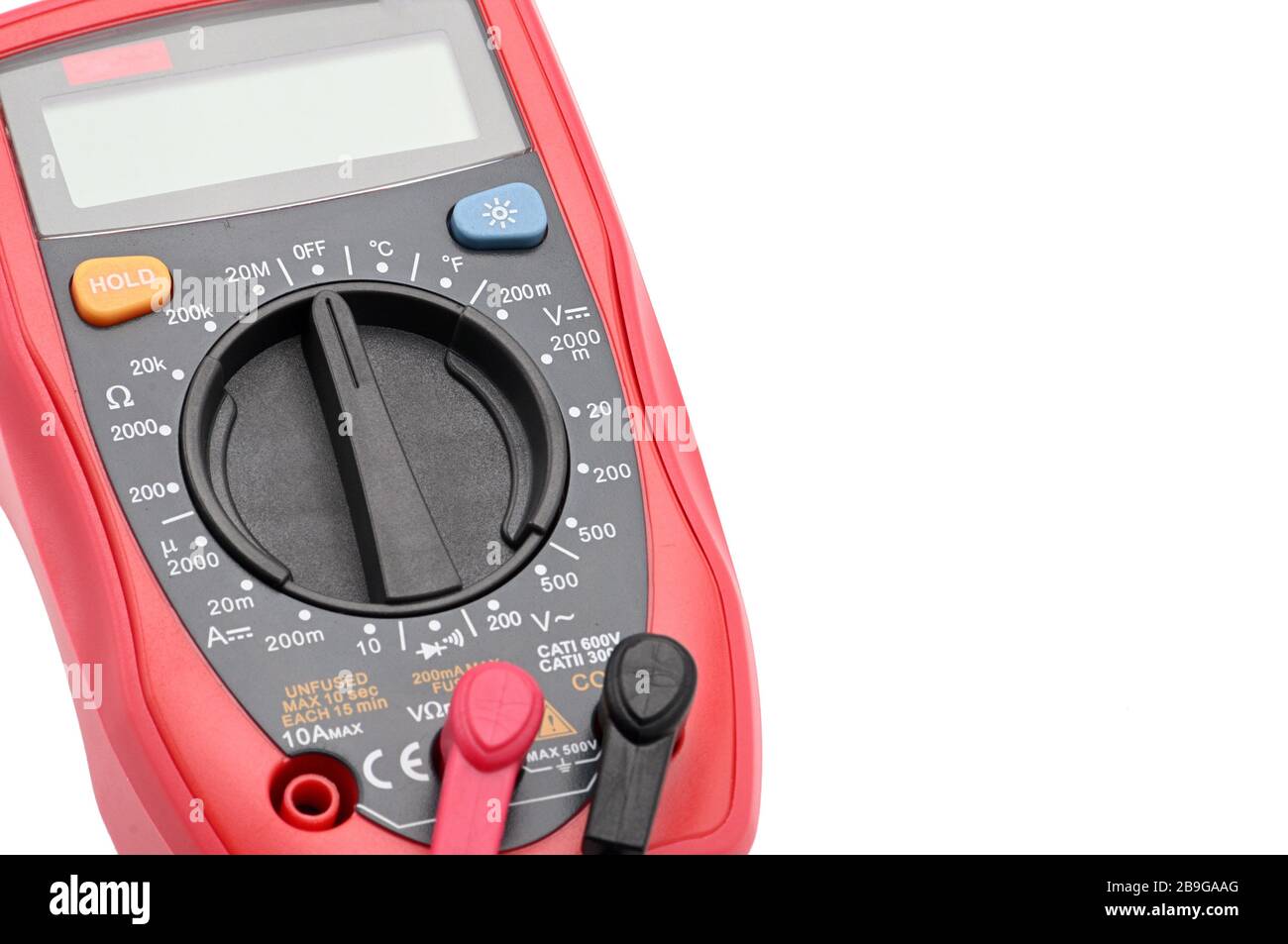 Multimeter for working with electricity on an isolated white background Stock Photo