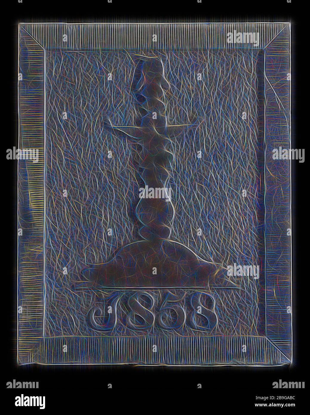 Facing brick with candlestick and year 1858, facing stone sculpture