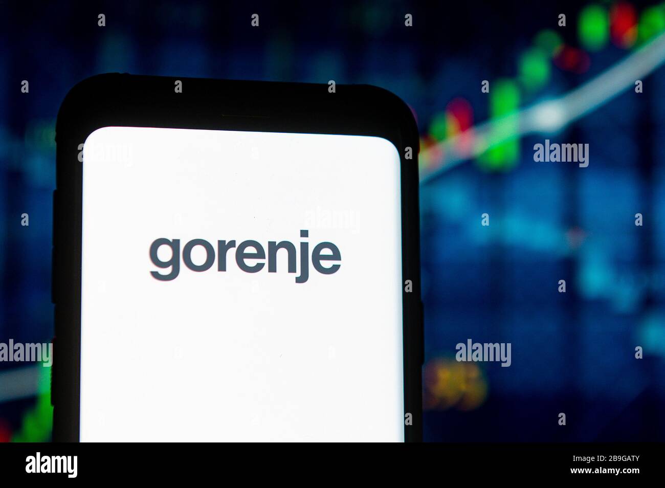 Poland. 23rd Mar, 2020. In this photo illustration a Gorenje logo seen ...