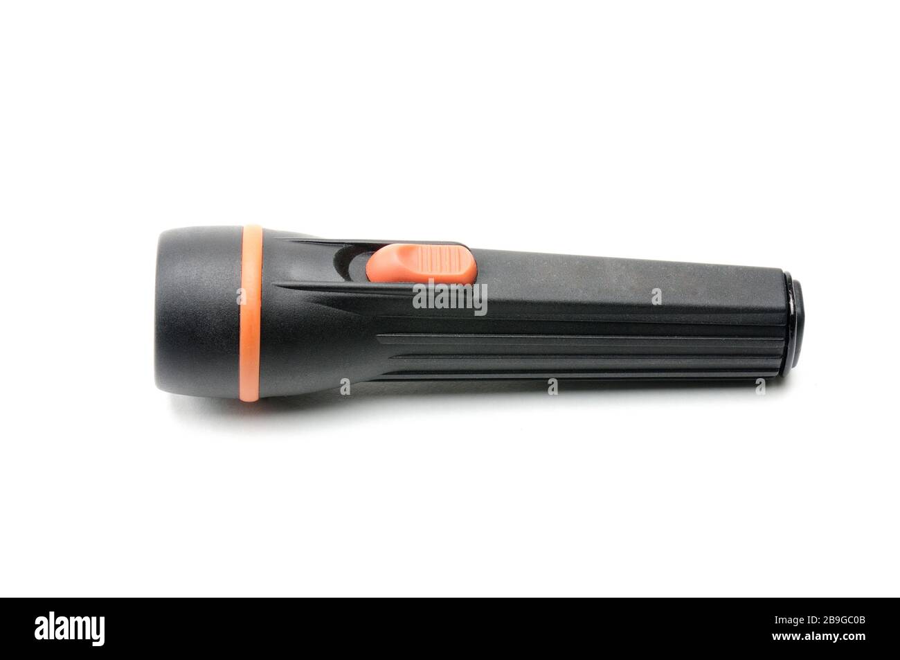 Flashlight in black on an isolated white background Stock Photo