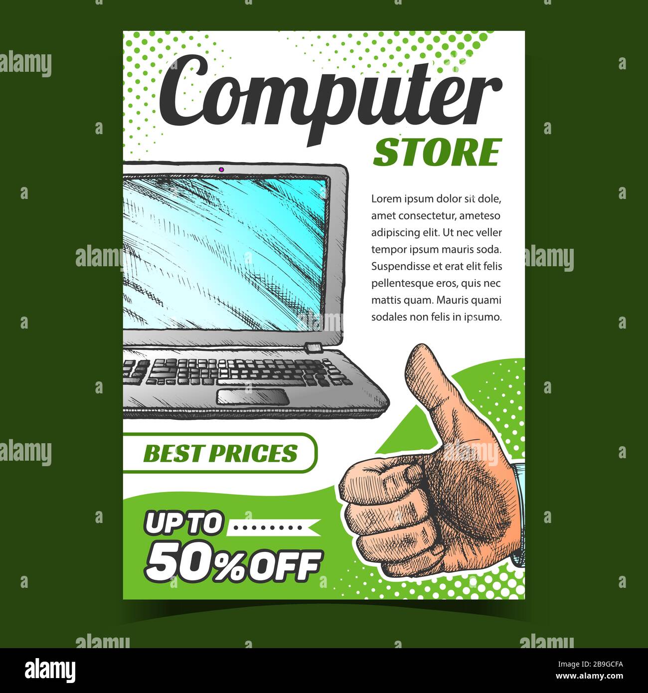 Computer Store Creative Advertising Banner Vector Stock Vector Image ...