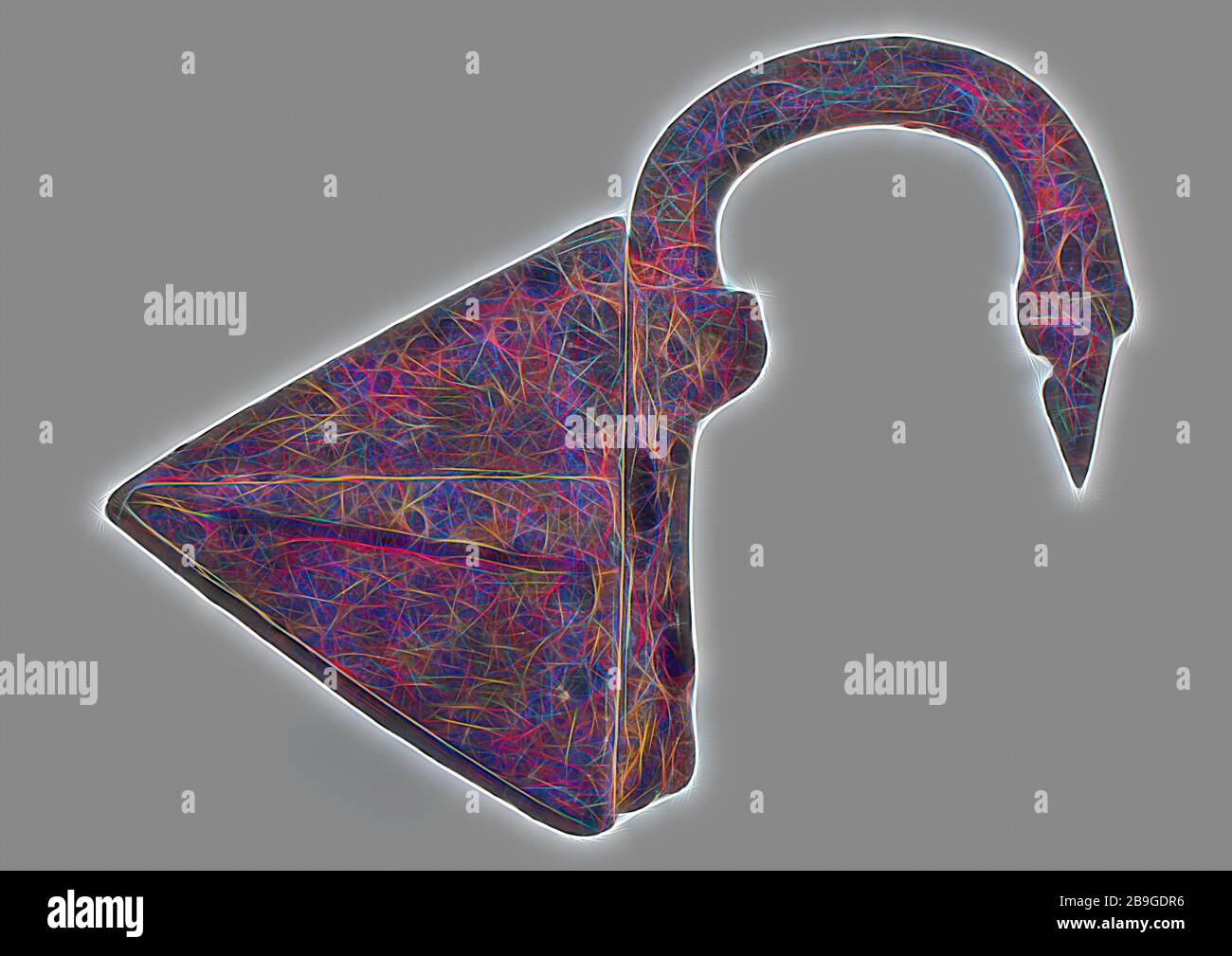 Iron padlock, triangular in shape, padlock lock closing device soil ...