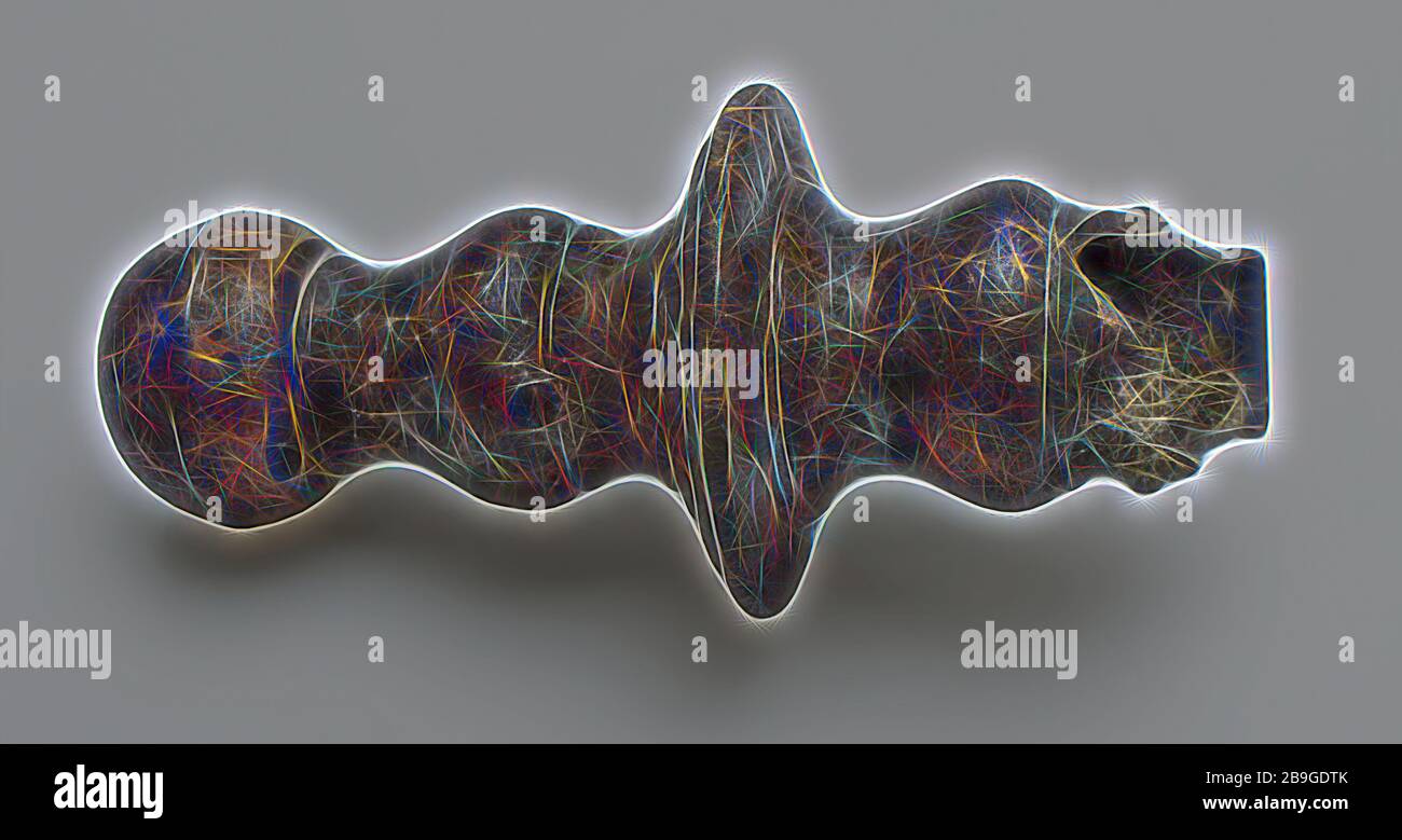 Hollow, profiled metal object, possible cord hanger or spout, part