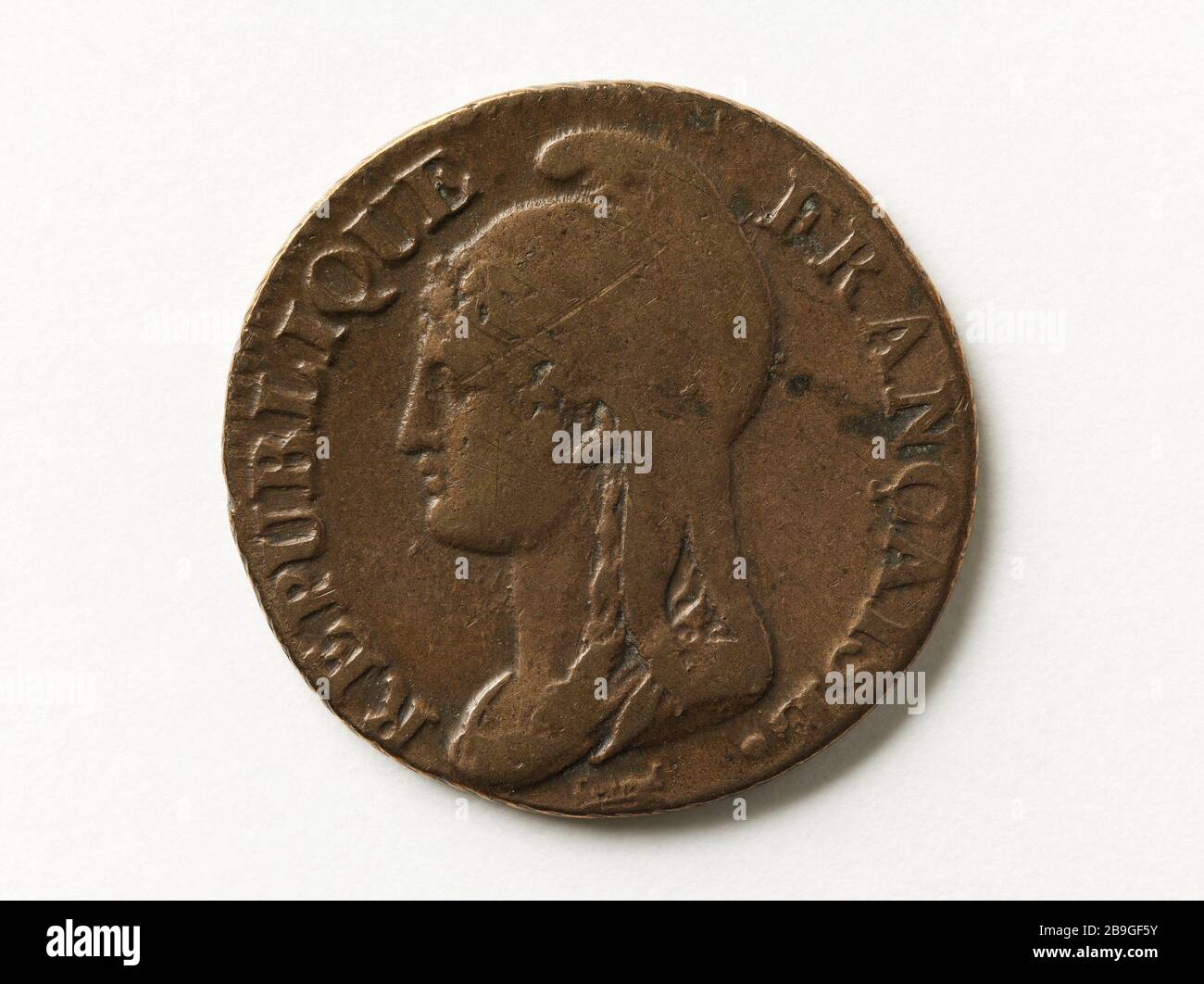 Part five cents, an IV (1796) Augustin Dupré (1748-1833)Pièce de cinq centimes, an IV (1796). Cuivre, 1796. Musée Carnavalet, Histoire de Paris. Stock Photo