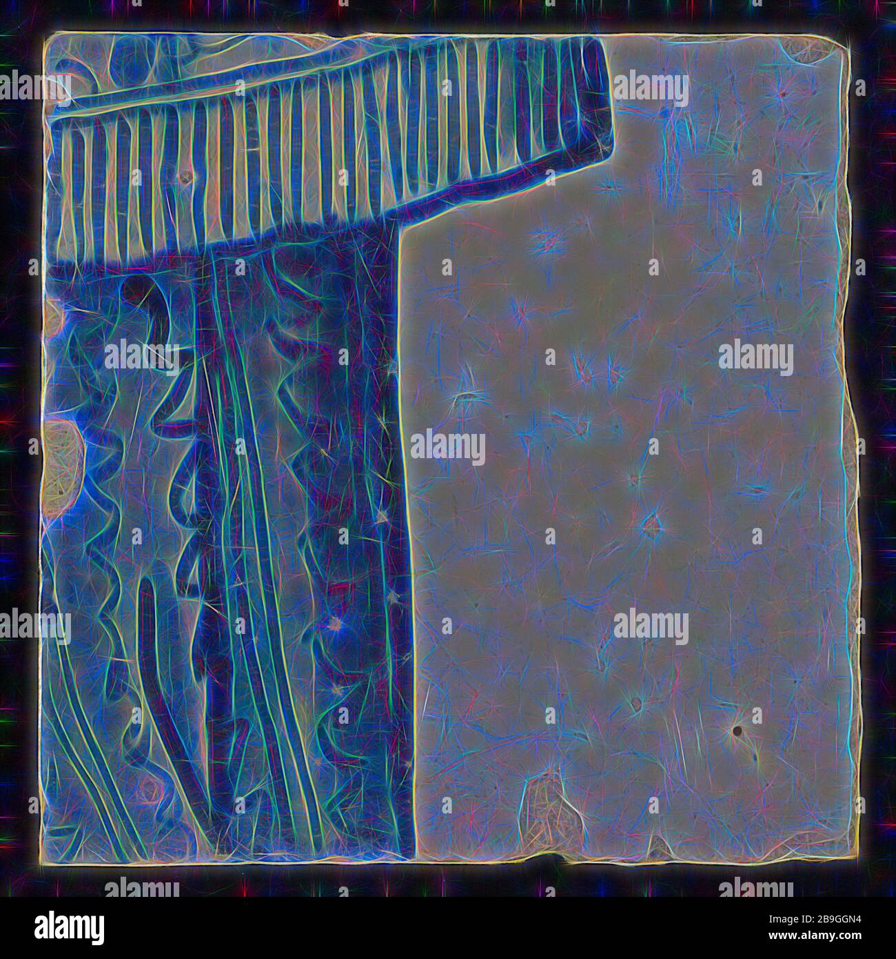 Tile with fabric pleated in blue, tile picture footage fragment ceramics pottery glaze, d 1.4 Stock Photo