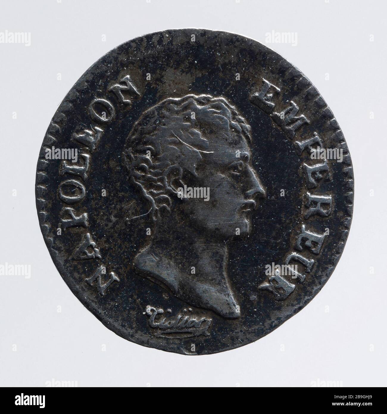 A quarter of France, an XII (1804) Pierre-Joseph Tiolier (1763-1851). Un quart de Franc, an XII (1804). Argent. 1804. Paris, musée Carnavalet. Stock Photo