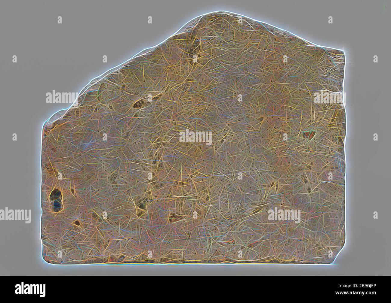 Tile, unglazed, semi-finished, wall tile tile visualization soil find semi-finished ceramic earthenware, in form made baked Tile. Once baked semi-finished product from the Bisquit tile industry. Yellow shard with some orange vein. Smooth silk and raw silk Tapse sides archeology Rotterdam City center Stadsdriehoek Schielandshuis plateelbakkerij tile bakery Soil discovery: Schielandshuis during restoration 1982 Stock Photo