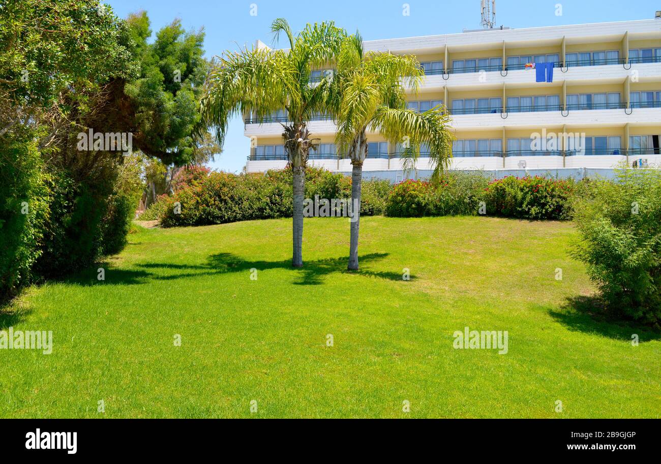 Hotel garden in Paphos a tourist resort in Cyprus Stock Photo Alamy