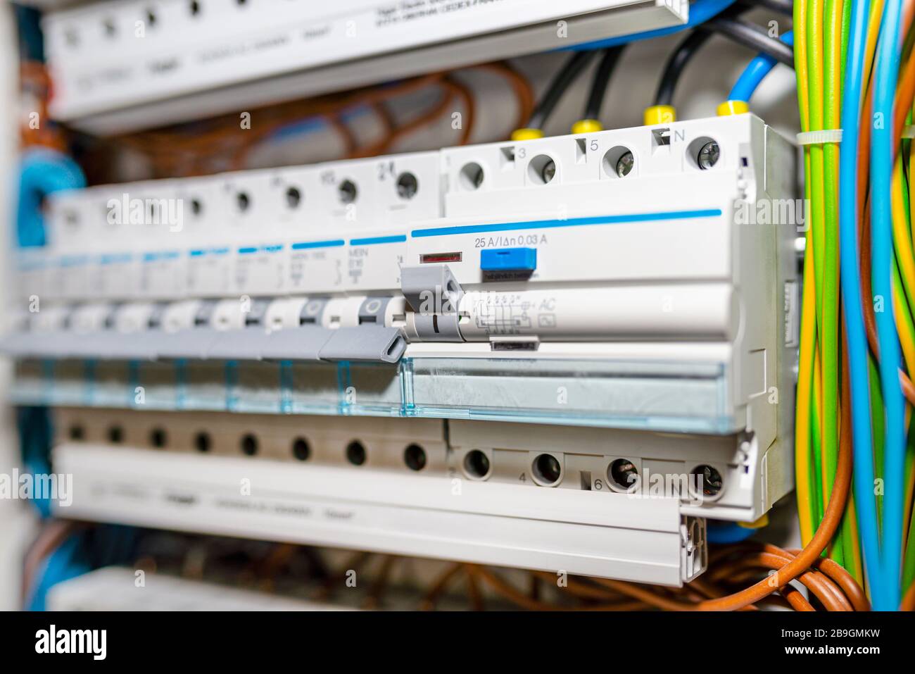 Single phase fuses in OFF position and residual current protection in
