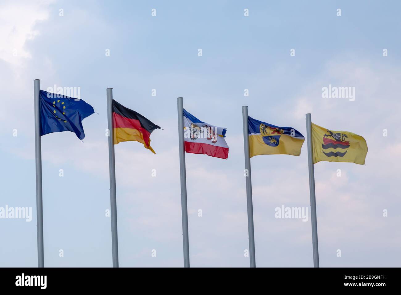 some flags in Binz on the island of Ruegen in Mecklenburg-Vorpommern Stock Photo