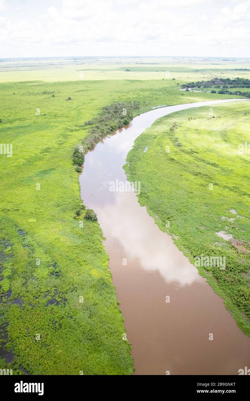 Miranda River and Flooded Field, Miranda, Mato Grosso do Sul, Brazil ...