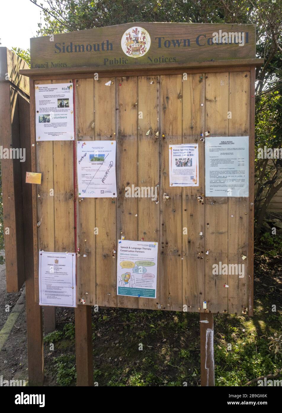 Sidmouth, Devon, 24th March 2020 Empty notice boards in Sidmouth, Devon, ass all events are cancelled following the coronavirus pandemic. Credit: Photo Central/Alamy Live News Stock Photo