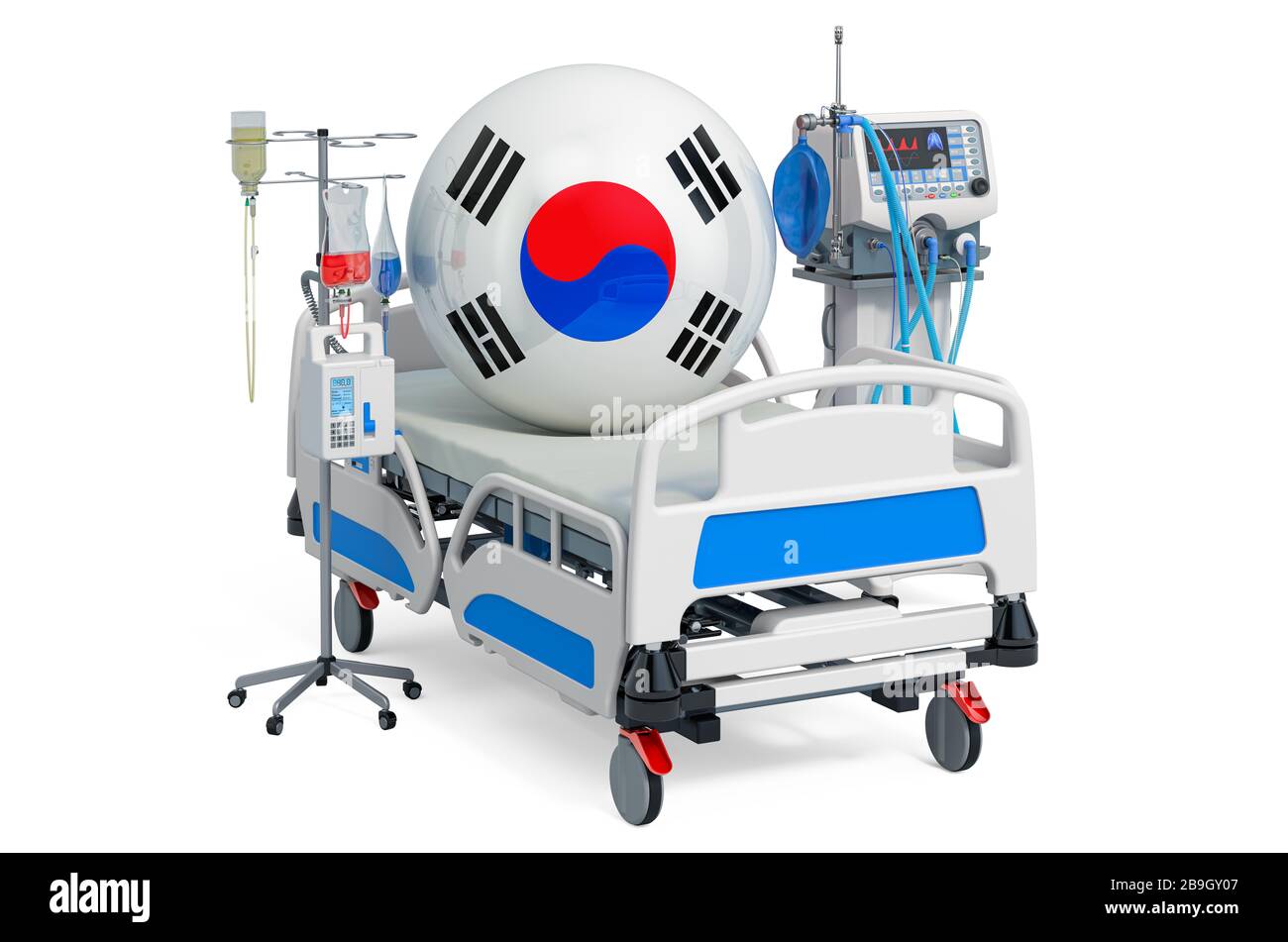 South Korean Healthcare, ICU in South Korea. 3D rendering isolated on