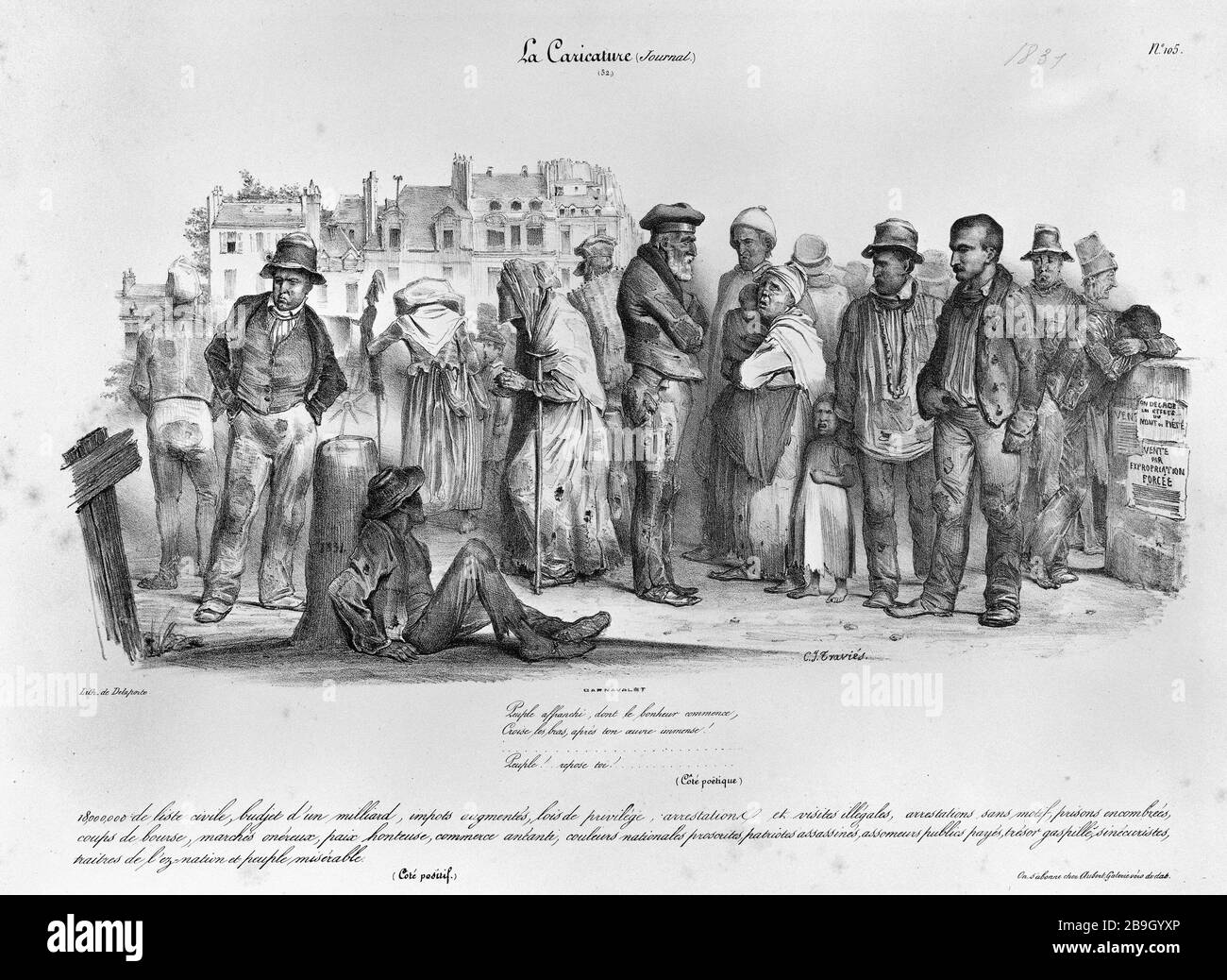 THE PEOPLE freed Charles Joseph Travies de Villers (1804-1859). 'Le Peuple affranchi (La Caricature, journal numéro 52, 1831)'. Paris, musée Carnavalet. Stock Photo