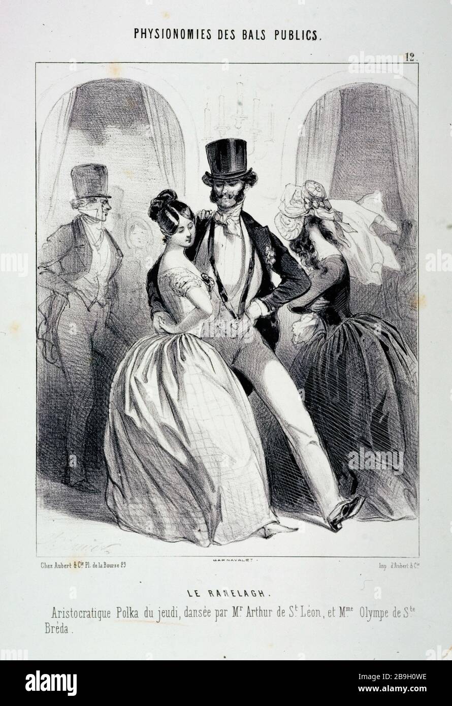 Countenances OF PUBLIC DANCES - THE RANELAGH Charles Vernier (1831-1887). 'Physionomies des bals publics - Le Ranelagh'. Gravure. Paris, musée Carnavalet. Stock Photo