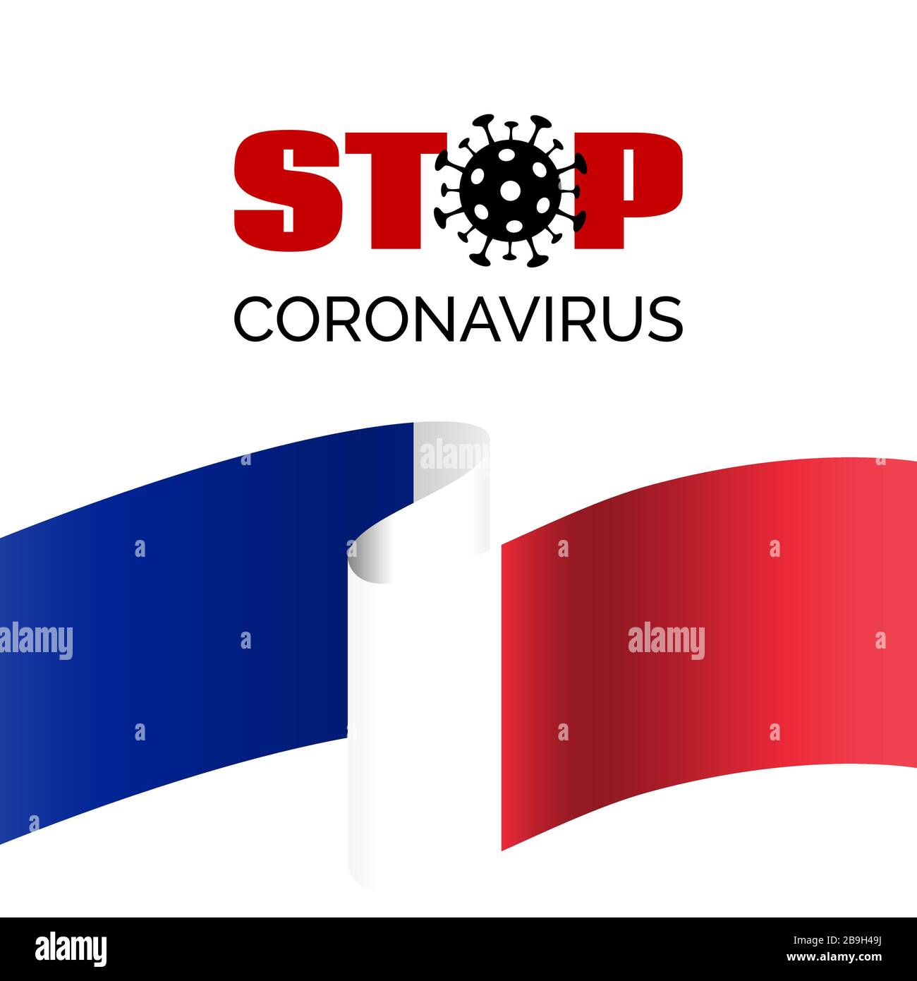 Stop coronavirus in France. Vector banner for covid-19 virus prevention. With french flag Stock Vector