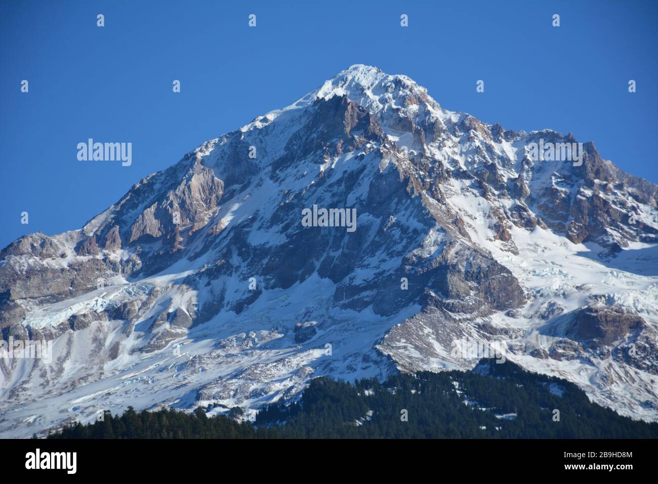 The peak of Mount Hood, Oregon's highest mountain, as seen from the