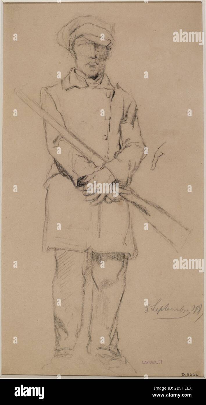 Man with a gun Clément-Auguste Andrieux (1829-1880). 'Homme armé d'un fusil', 1848. Dessin Paris, musée Carnavalet. Stock Photo