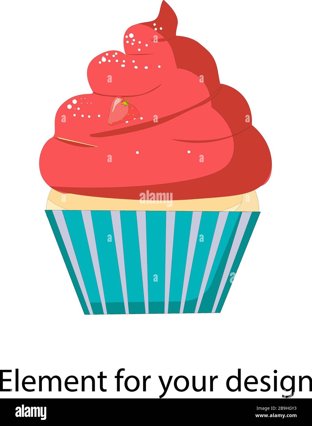 Cupcake, Muffin. Vector illustration isolated on a white background.. Stock Vector