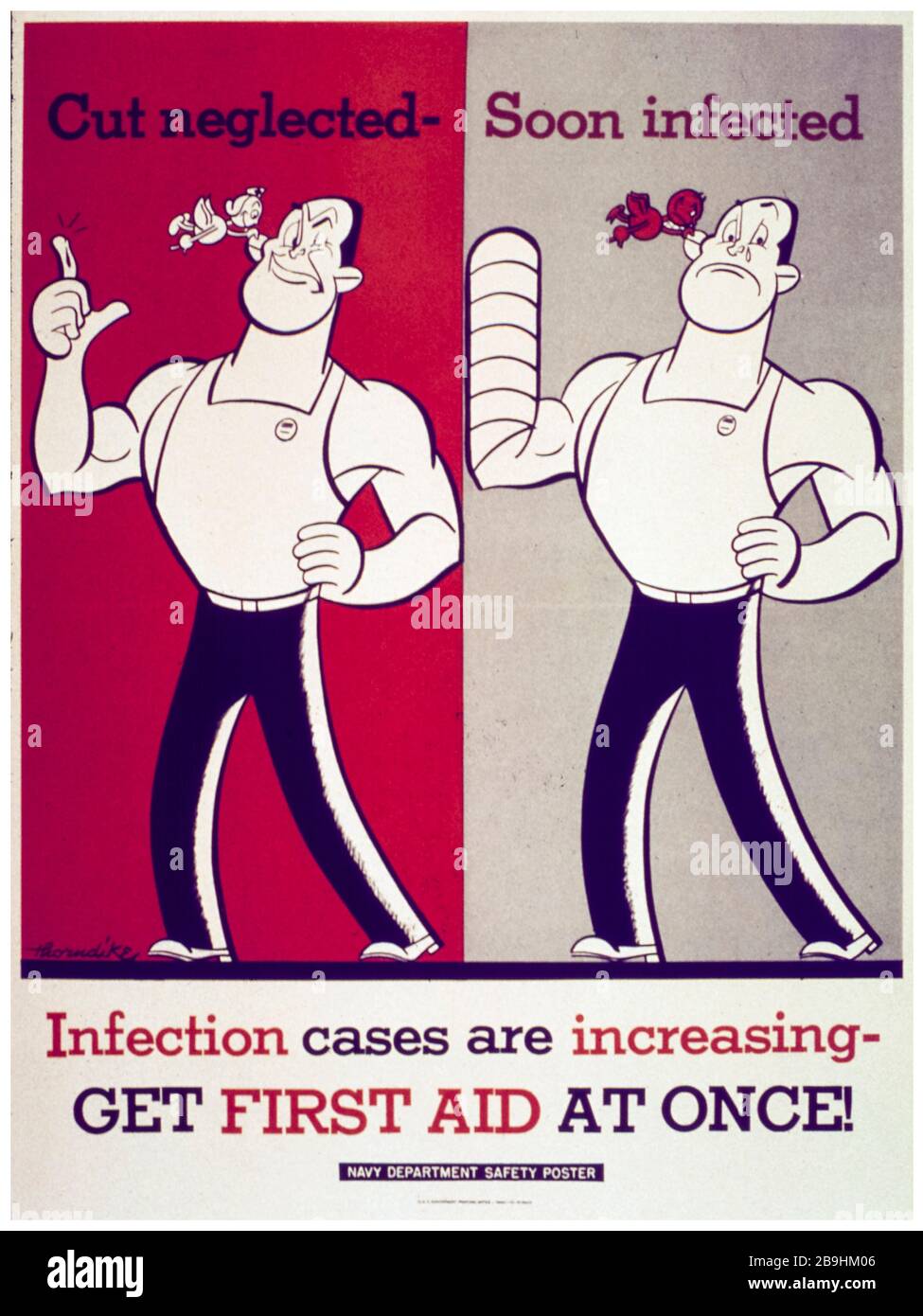 US WW2, Health campaign poster, Cut Neglected, Soon Infected, 1941-1945 Stock Photo