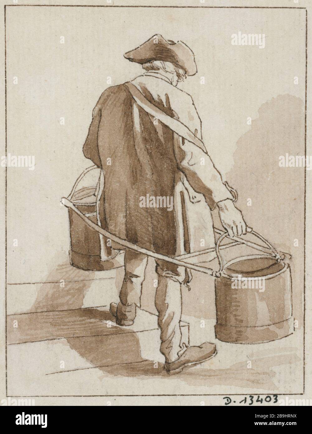 CARRYING WATER D'après Edme Bouchardon (1698-1762). 'Porteur d'?eau'. Dessin. Paris, musée Carnavalet. Stock Photo