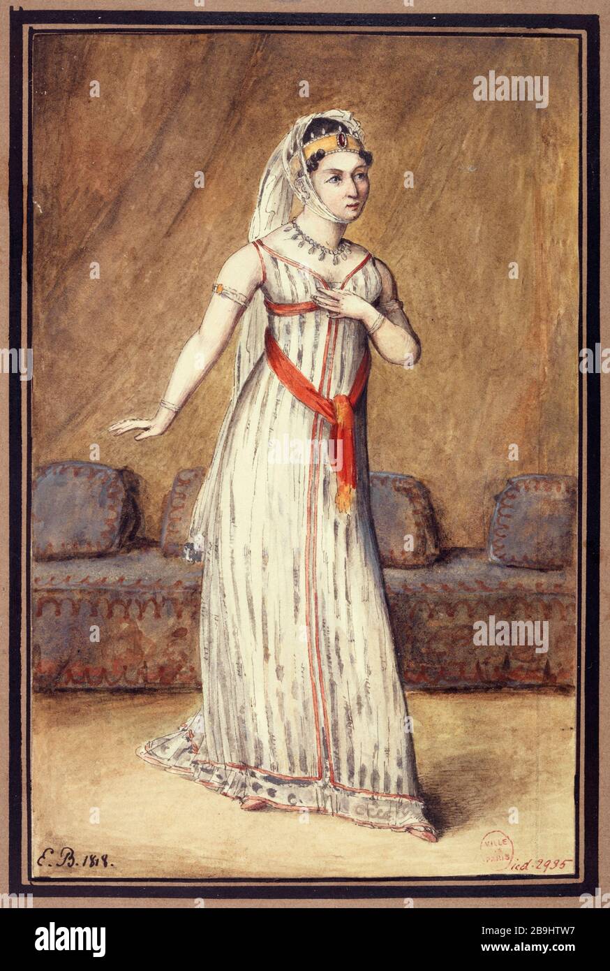 Miss Volnay, actress, 1818 Etienne Bouchardy (1797-1849). Mademoiselle Volnays, actrice, 1818. Aquarelle sur papier fin. Paris, musée Carnavalet. Stock Photo