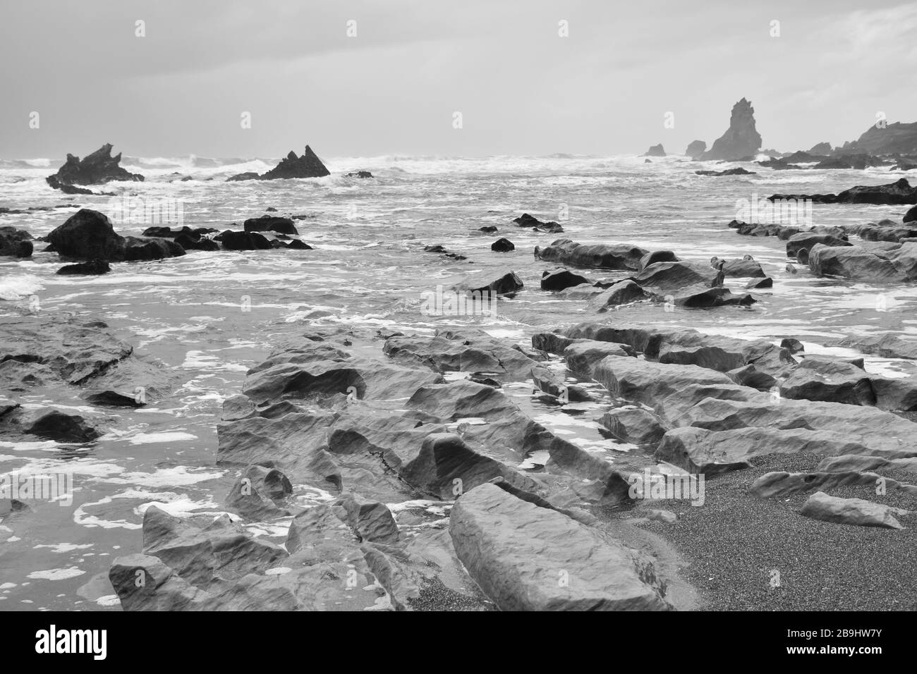 Beautiful ocean rocky shore Black and White Stock Photos & Images - Alamy