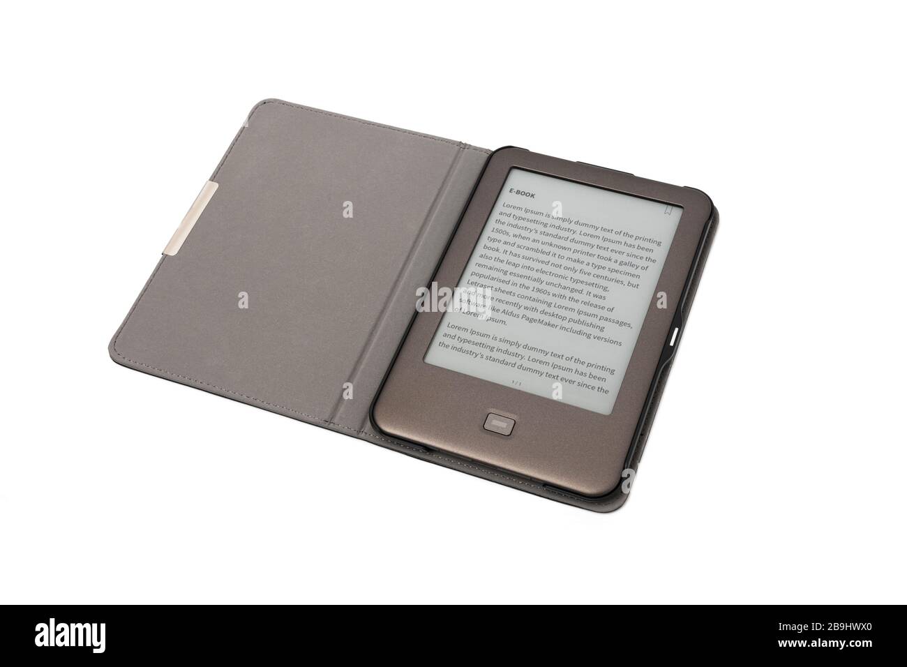 E-book on tablet pc touchpad isolated on white background. With clipping path Stock Photo
