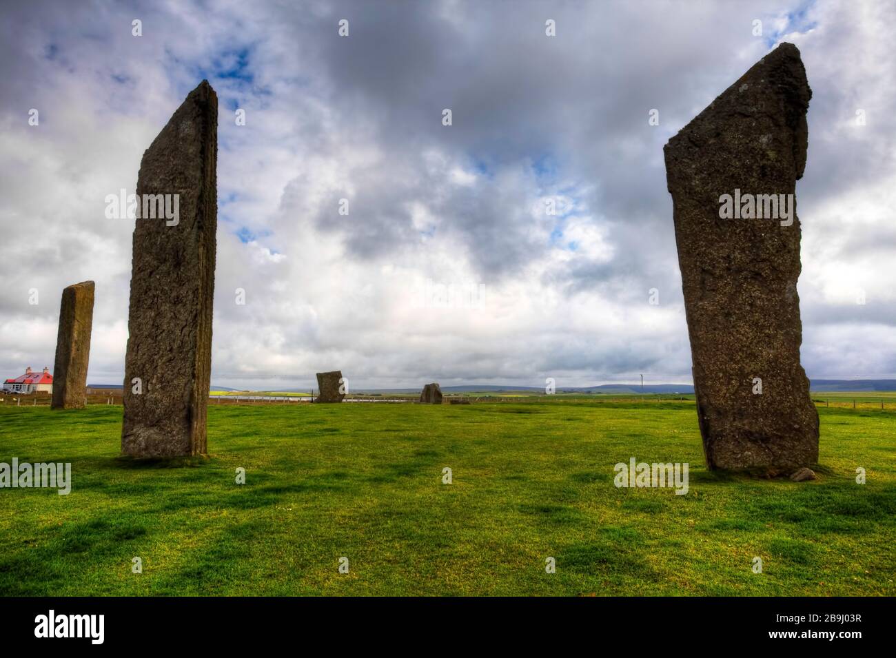 The Standing Stones of Stenness in Orkney, Scotland Stock Photo