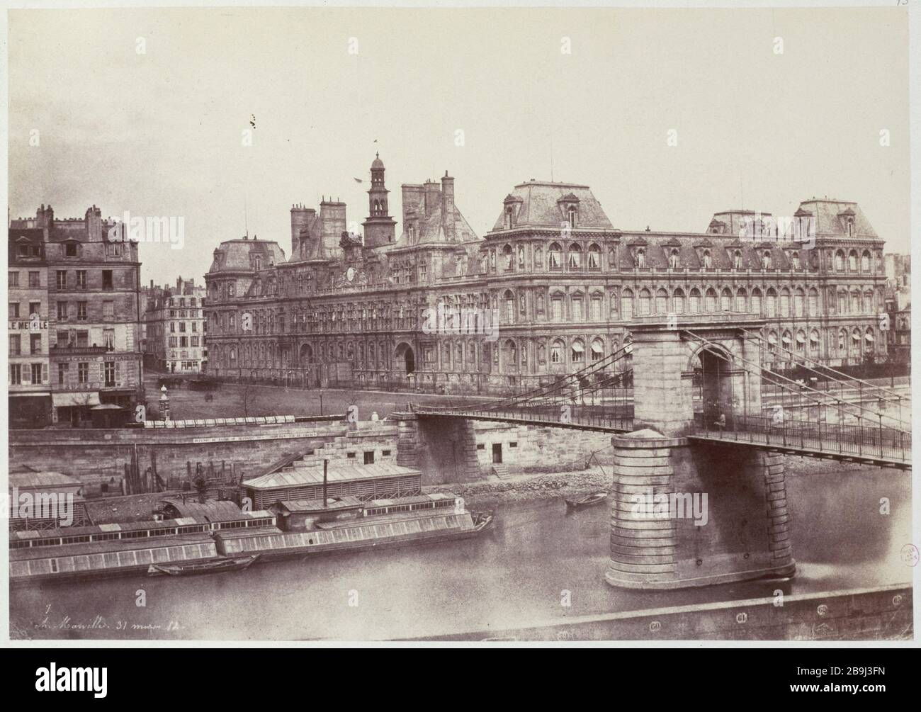 PARIS CITY HALL AND BRIDGE ARCOLE Charles Marville (18131879). L