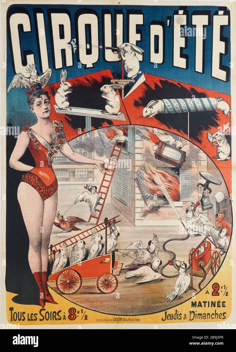 CIRCUS SUMMER, EVERY NIGHT Charles Lévy. Cirque d'Eté. Tous les Soirs. Affiche. Lithographie couleur,  1890. Paris, musée Carnavalet. Stock Photo