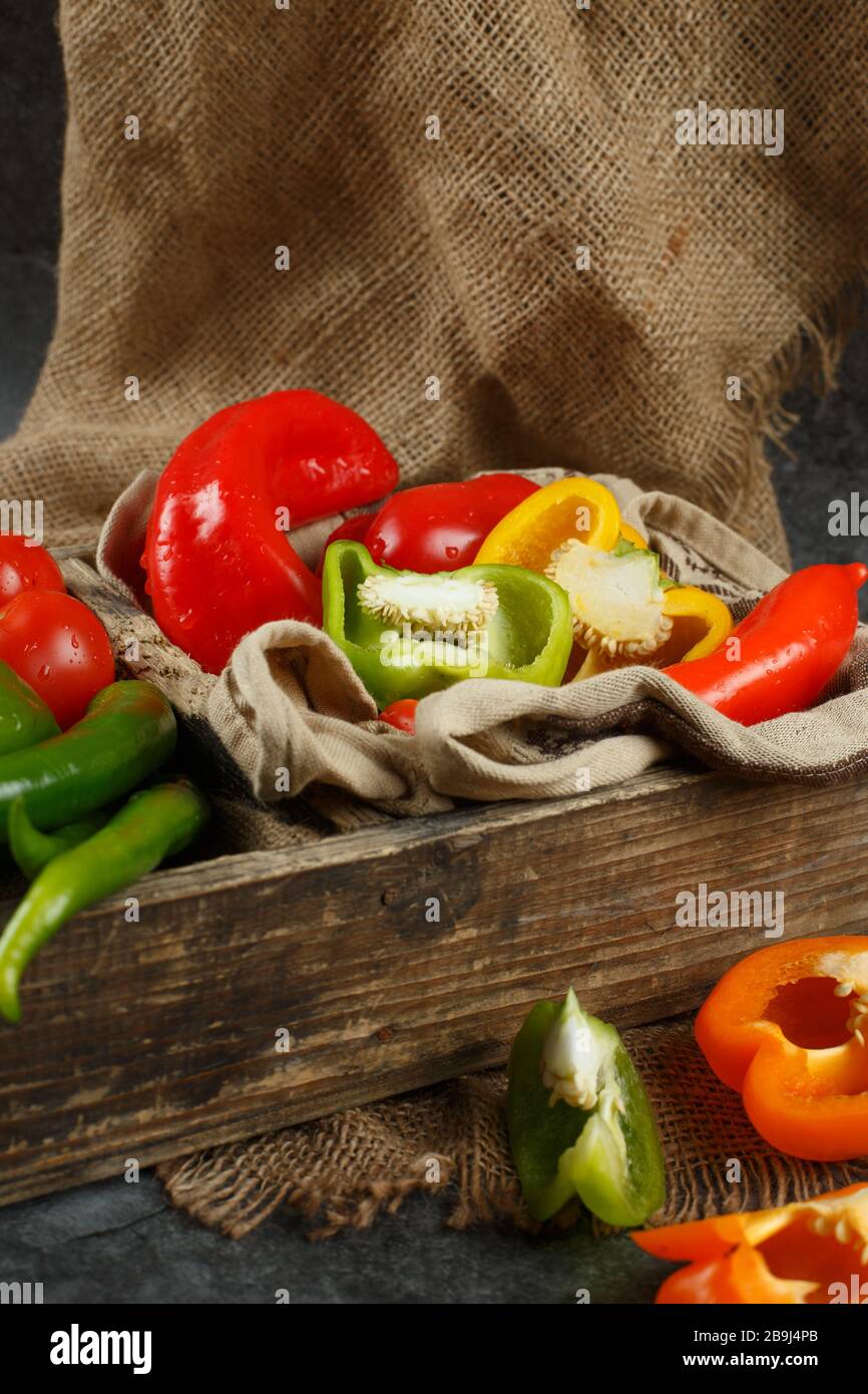 Vegetable mix in a rustic container Stock Photo Alamy