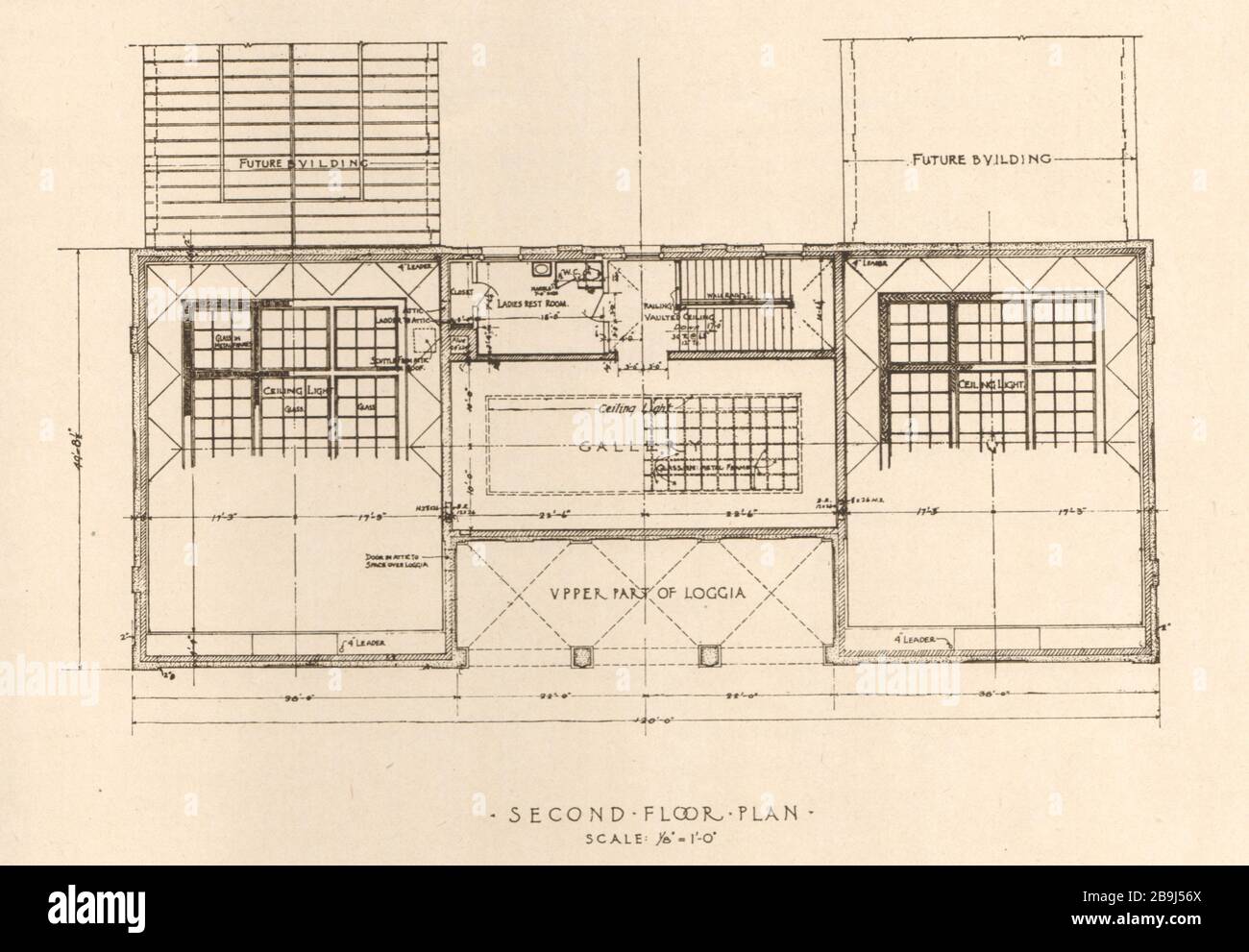Butler Art Institute, Youngstown, Ohio. Second floor plan. McKim, Mead