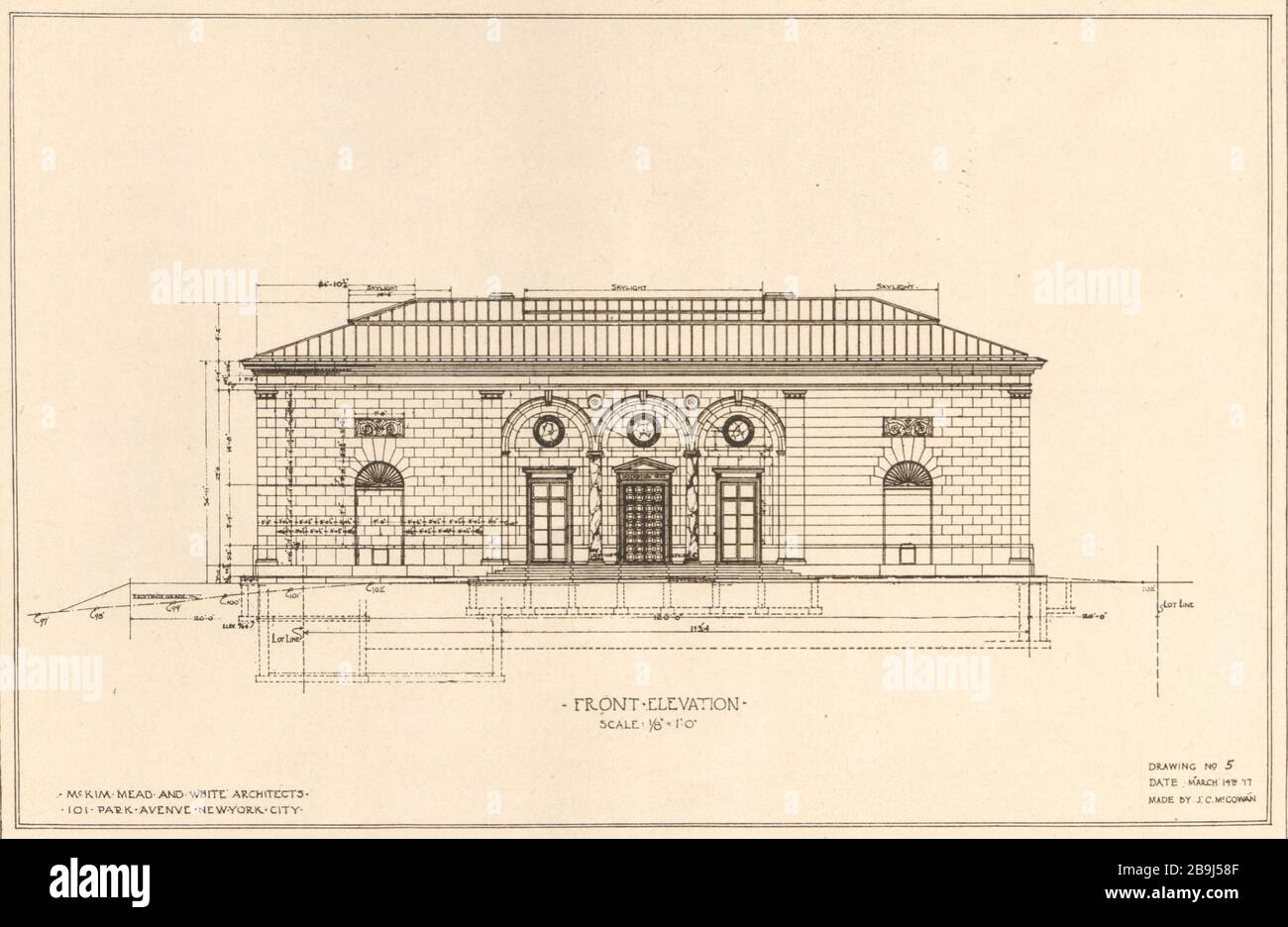 Butler Art Institute, Youngstown, Ohio. Front Elevation. McKim, Mead