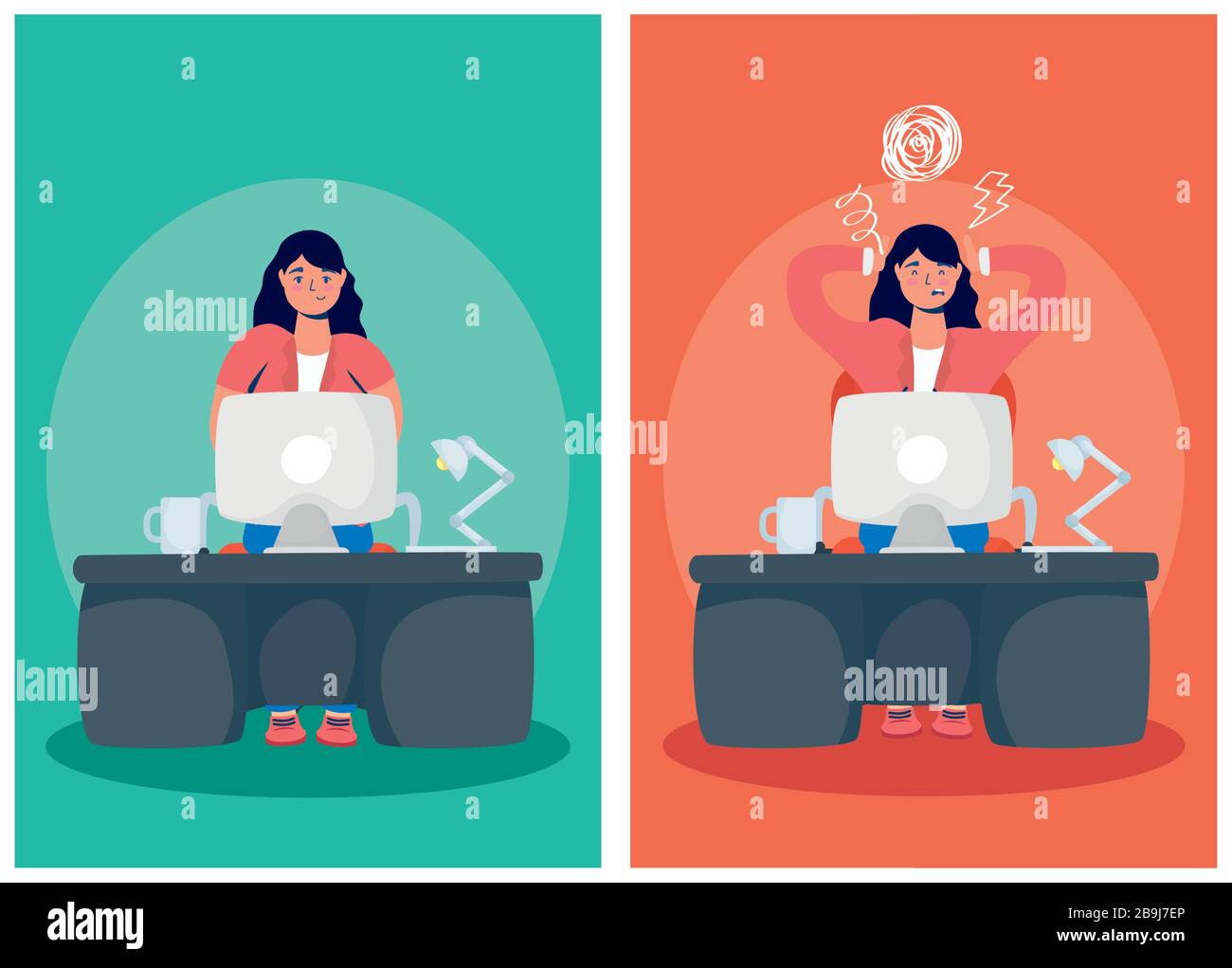 women working with stress characters Stock Vector Image & Art - Alamy