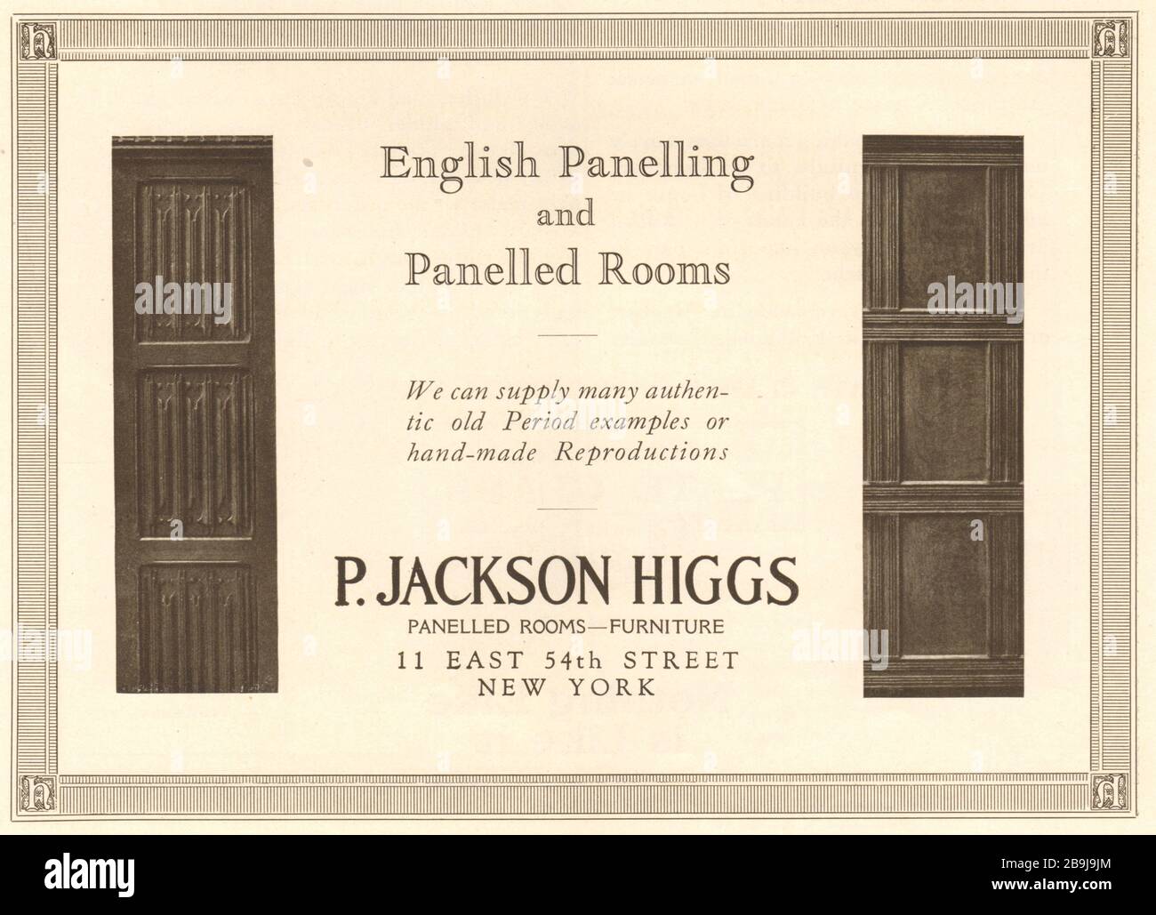English panelling. P. Jackson Higgs, Panelled rooms-furniture, 11 East 54th street, New York (1922) Stock Photo