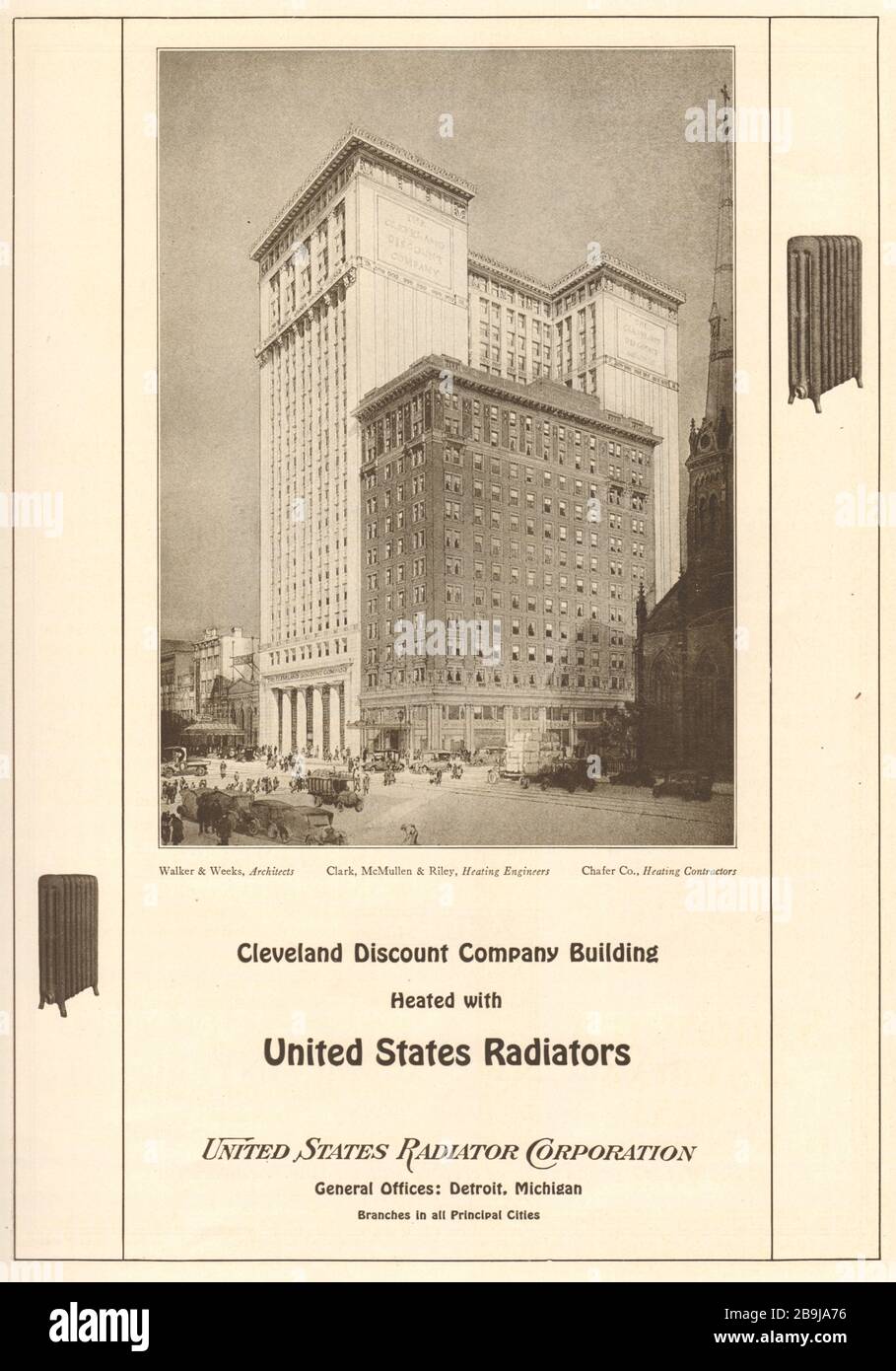 Cleveland Discount Co. building. Walker Weeks Architects. Clark McMullen  Riley heating engineers. United States Radiator Corporation, Detroit (1922  Stock Photo - Alamy