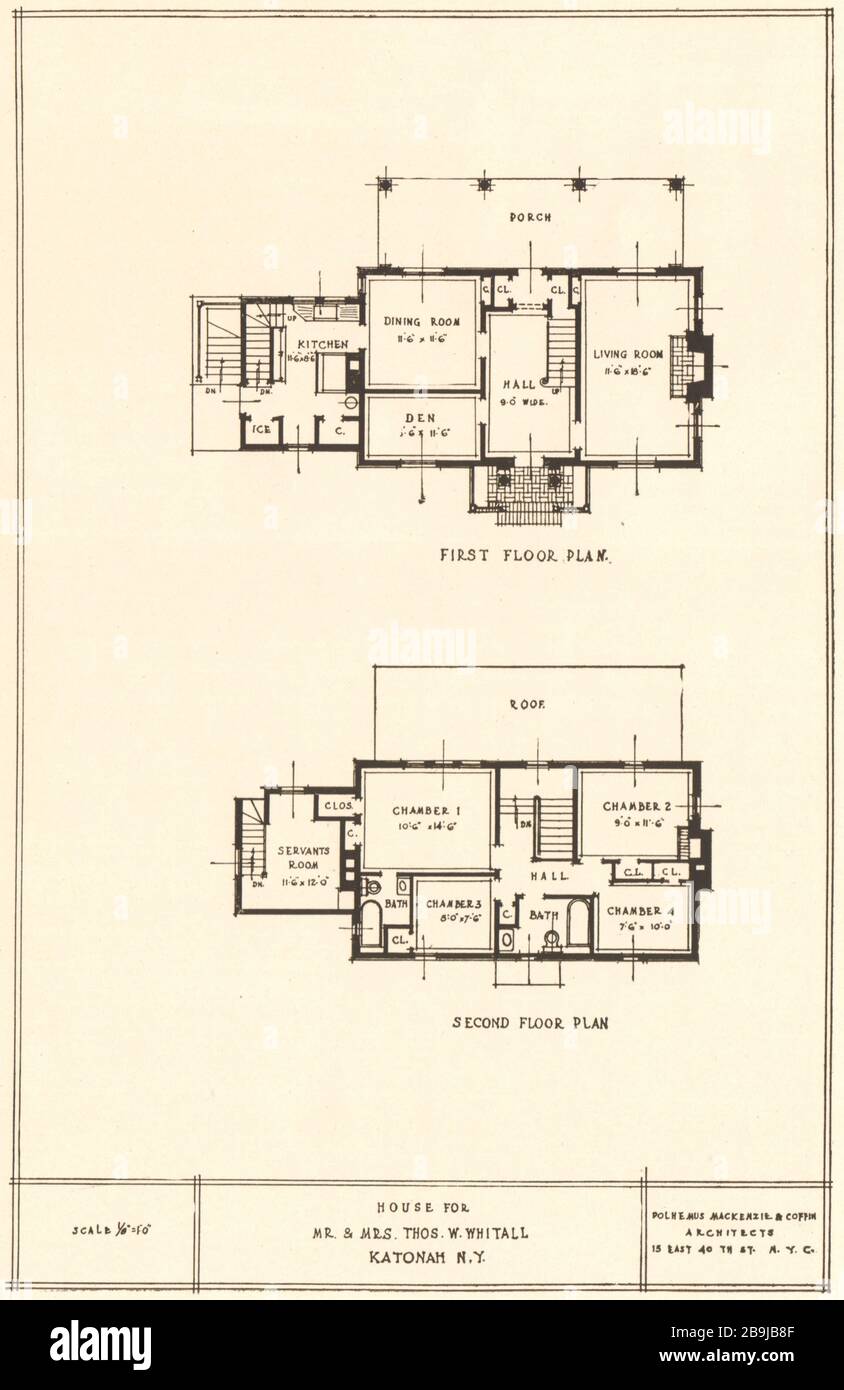 Detail, house, Thos. W. Whitall, Katonah, New York. First and second