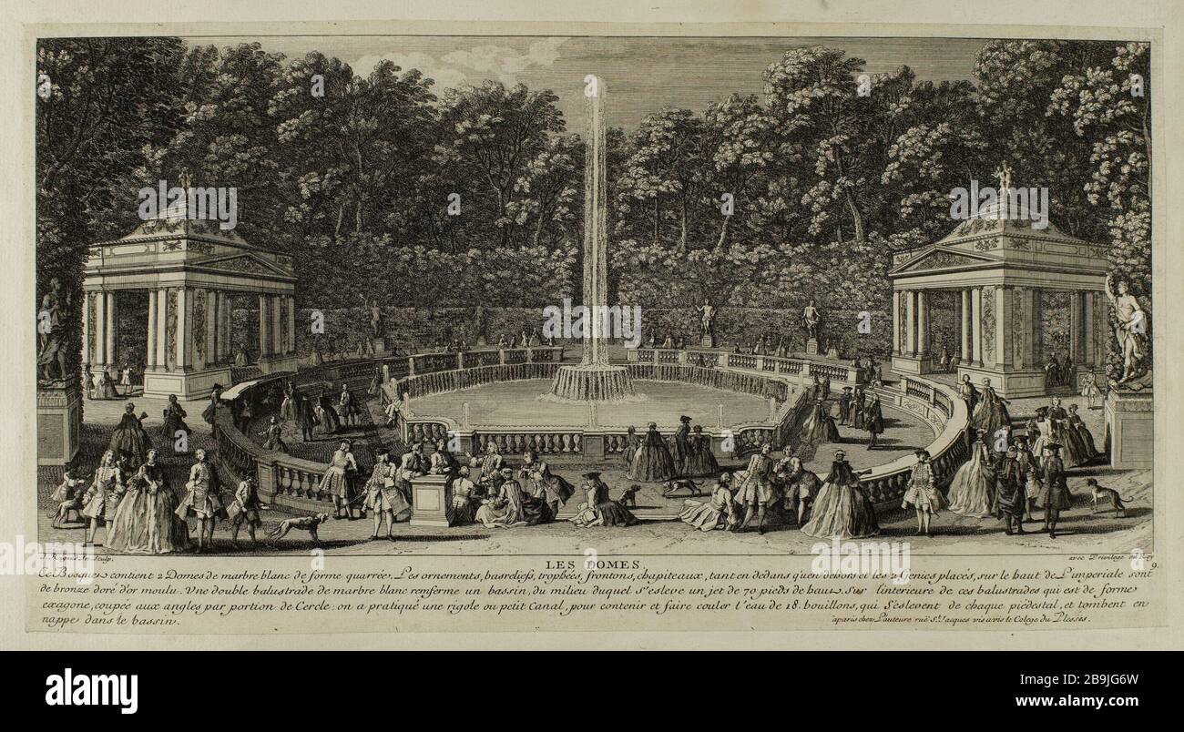 THE DOME IN THE GARDEN OF VERSAILLES 'Les dômes dans le jardin de Versailles'. Gravure de Jacques Rigaud (1681-1754). Paris, musée Carnavalet. Stock Photo