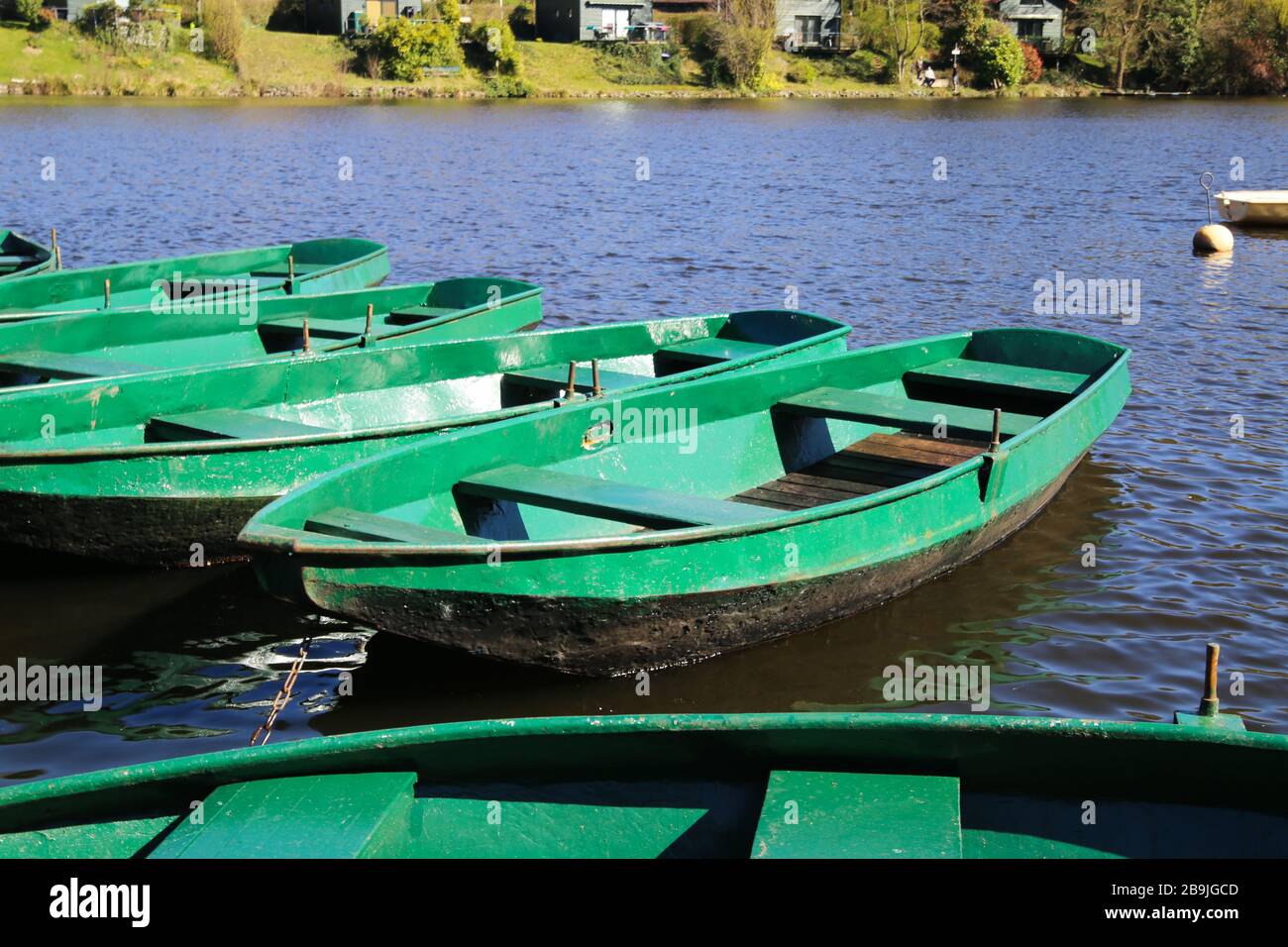 Empty rowing boats on the rhine hi-res stock photography and images - Alamy