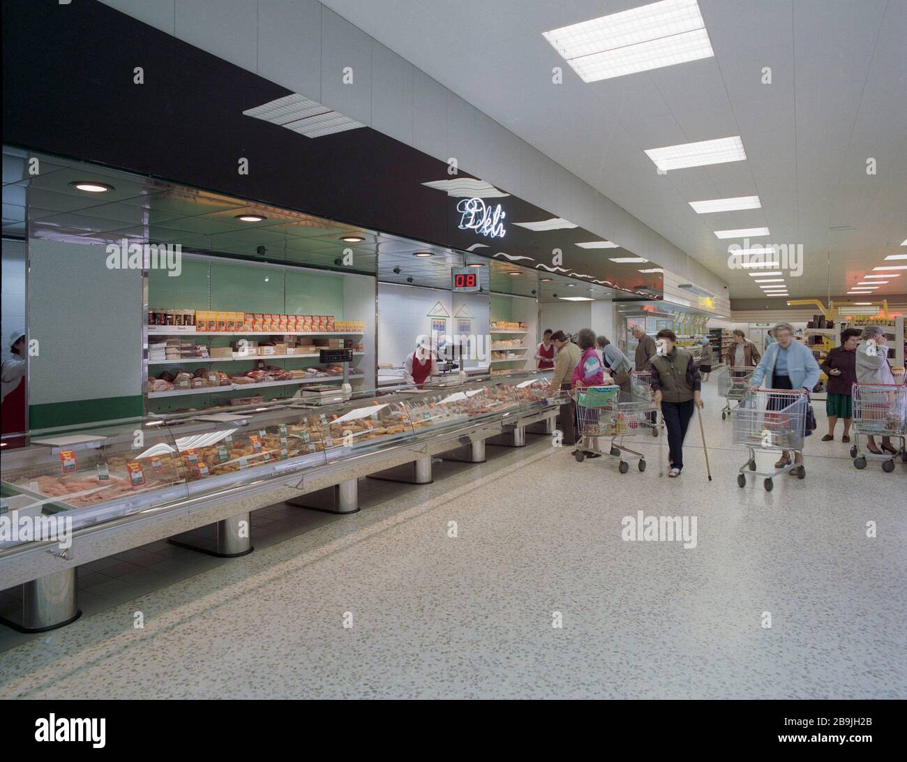 Brand new Tesco store in 1991, in Barrow in Furness, NW England, UK