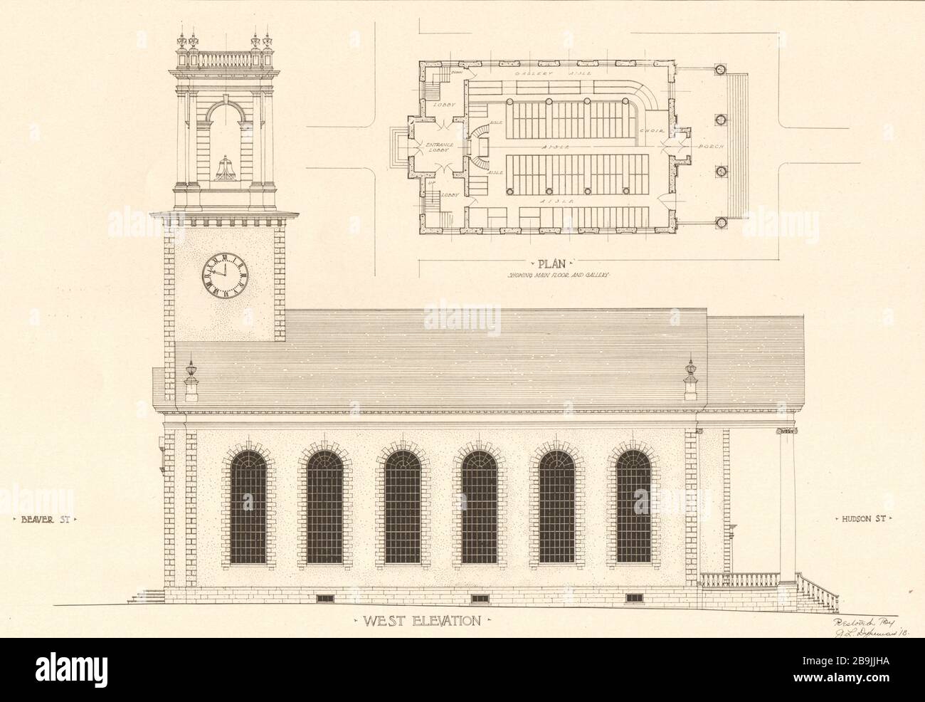 Second Reformed Church, Albany, New York. Plan showing main floor and ...