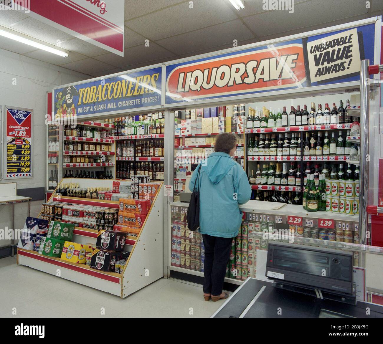 Kwik Save supermarkets in 1991, in north west England, UK Stock Photo