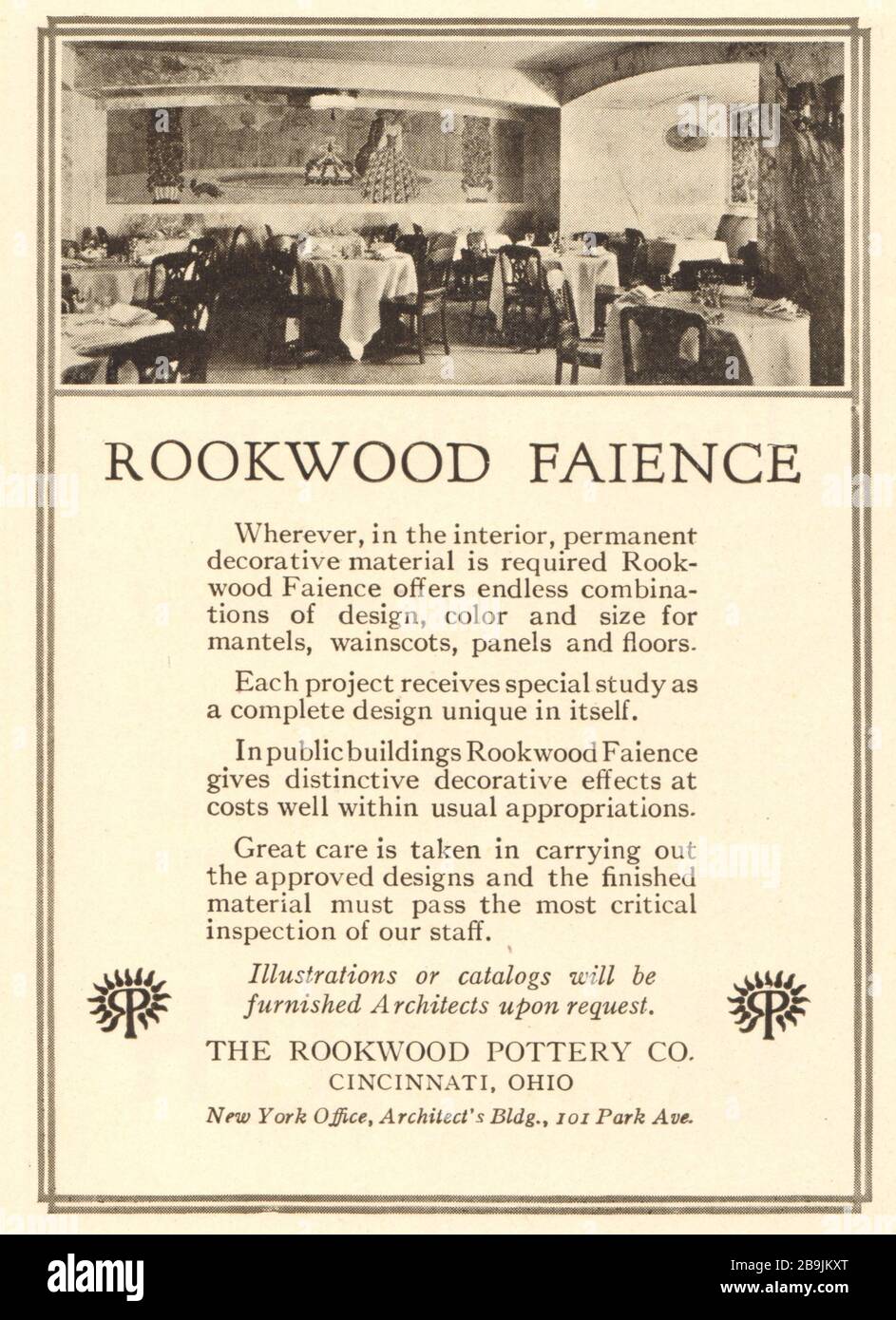 Rookwood Faience. The Rookwood pottery Co., Cincinnati, Ohio (1919) Stock Photo